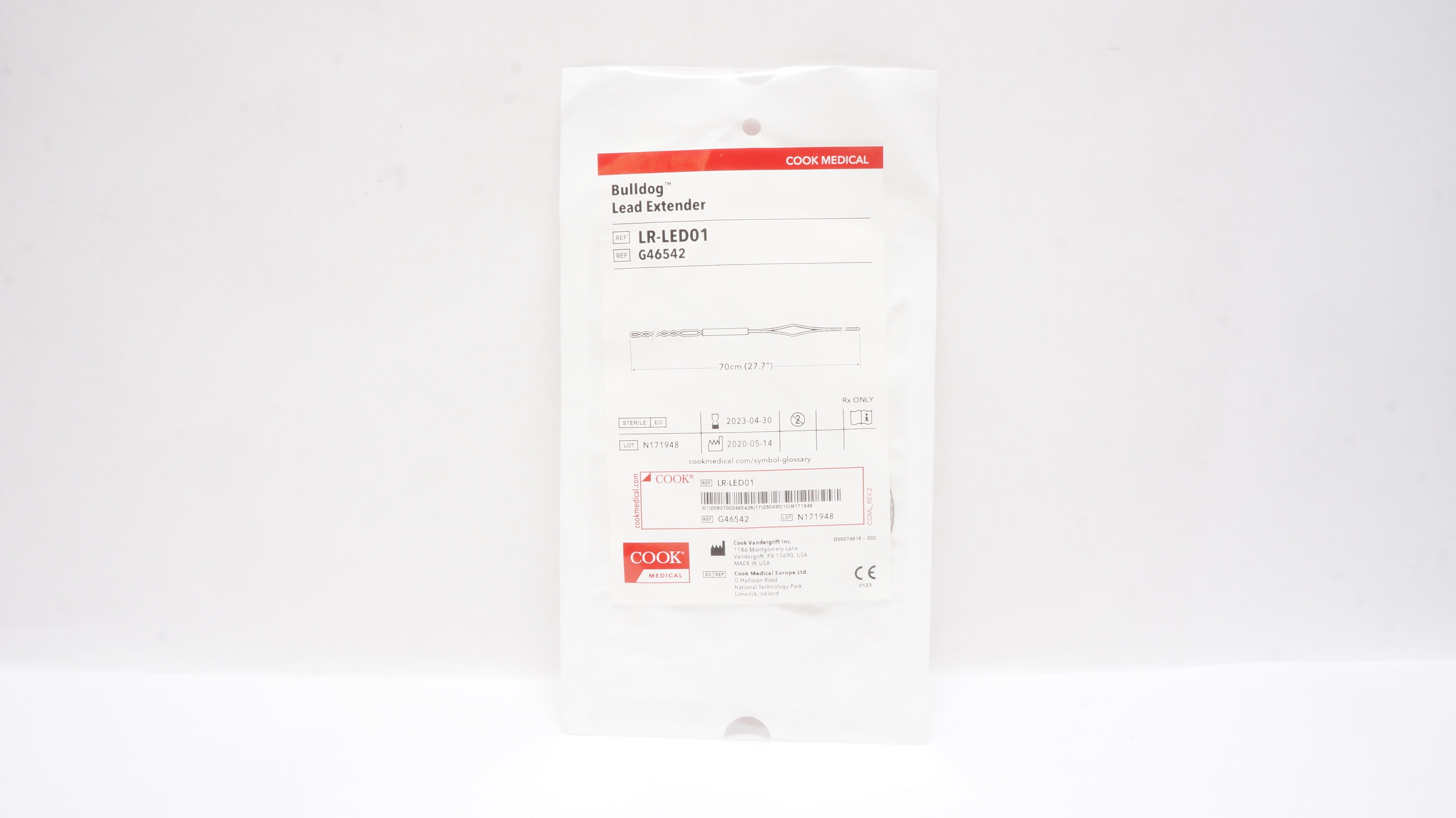 Cook Medical G46542 Bulldog Lead Extender 27.7inch (x)