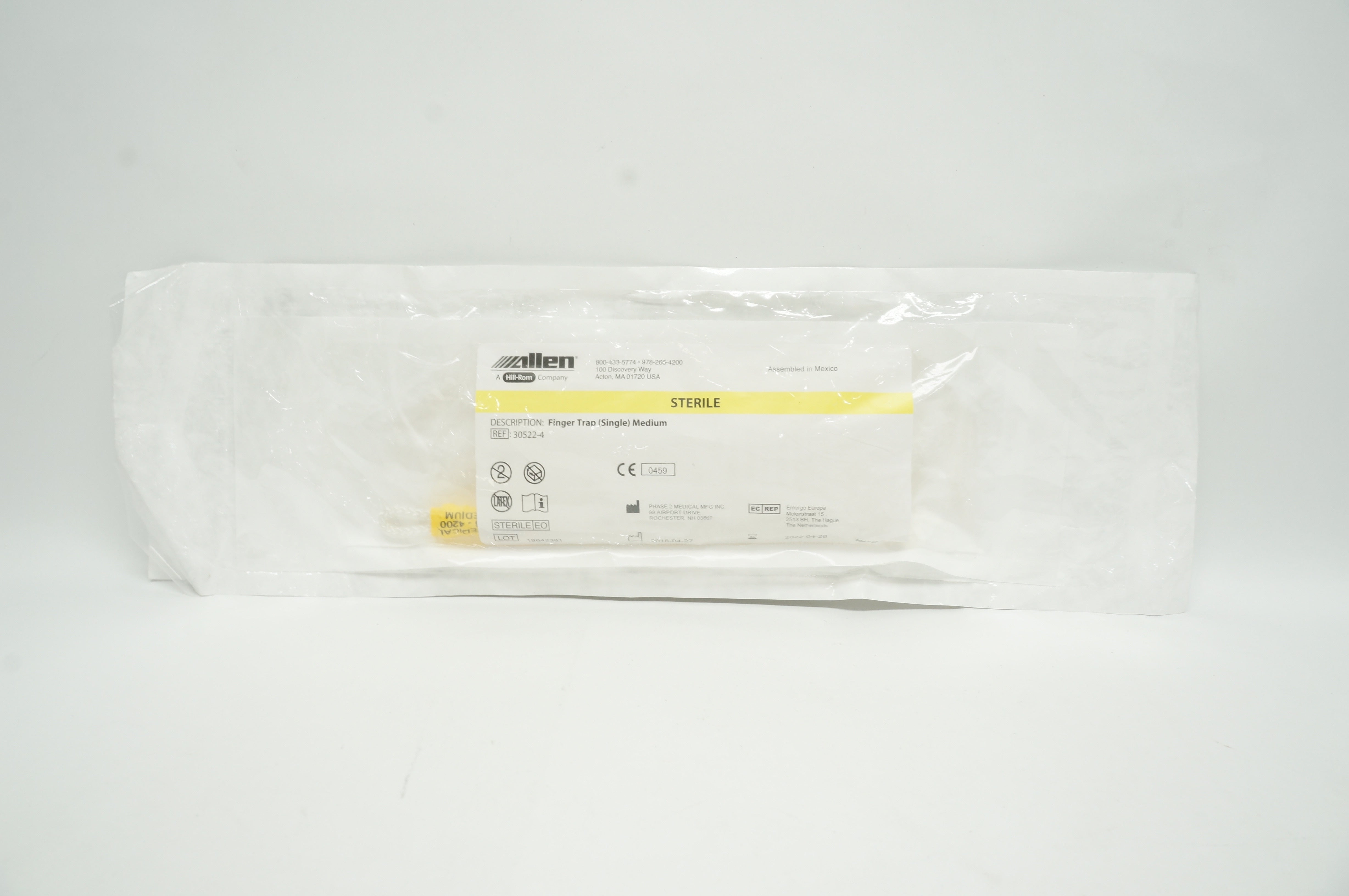 Phase 2 Medical 30522-4 Allen Hill-Rom Finger Trap (Single) Medium, Sterile
