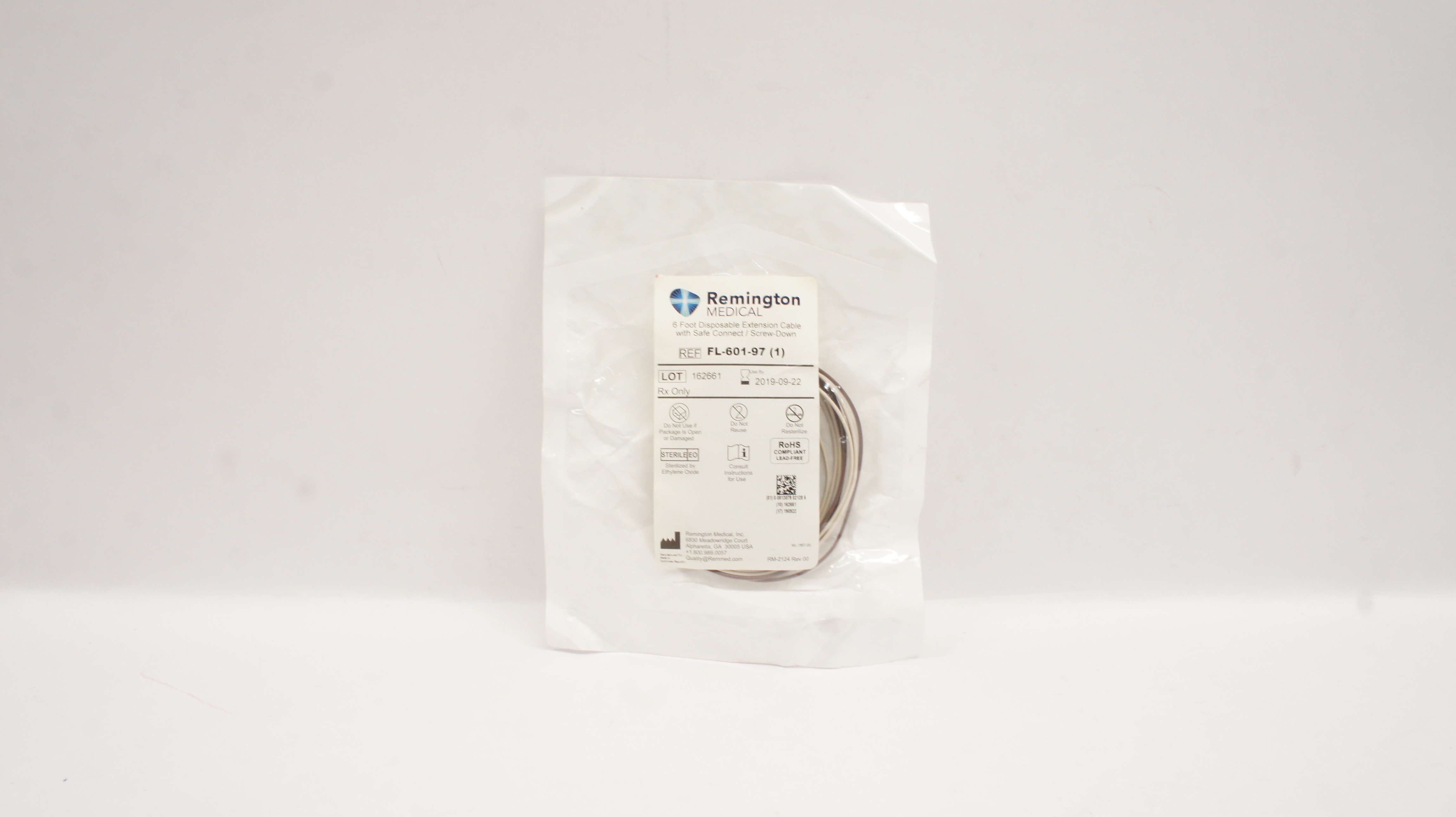 Remington Medical FL-601-97 6 Foot Disposable Extension Cable with Safe Con(x)