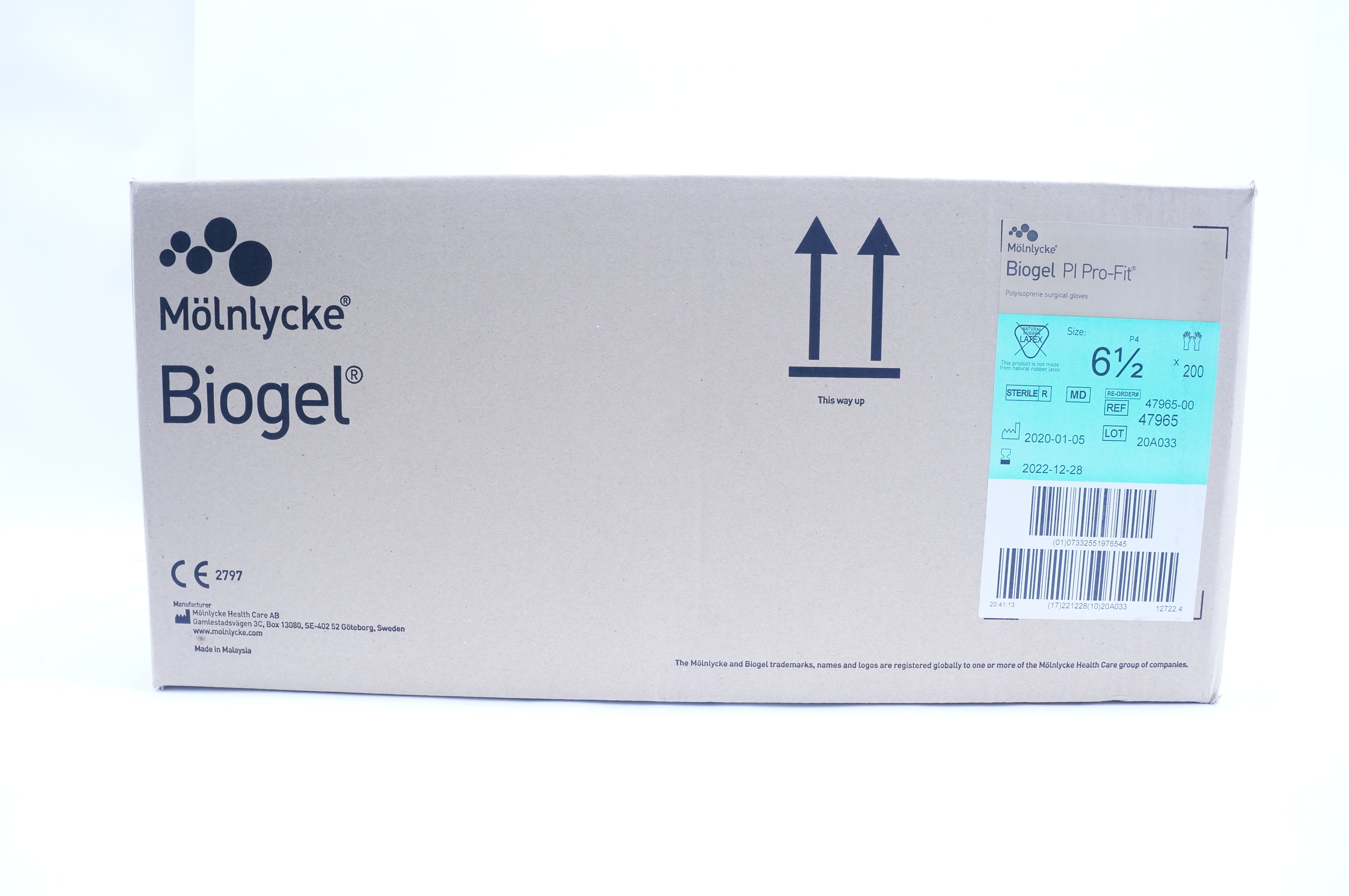 Molnlycke Healthcare 47965 Biogel Surgical G l o v e s Size 6 1/2 - Box of 200