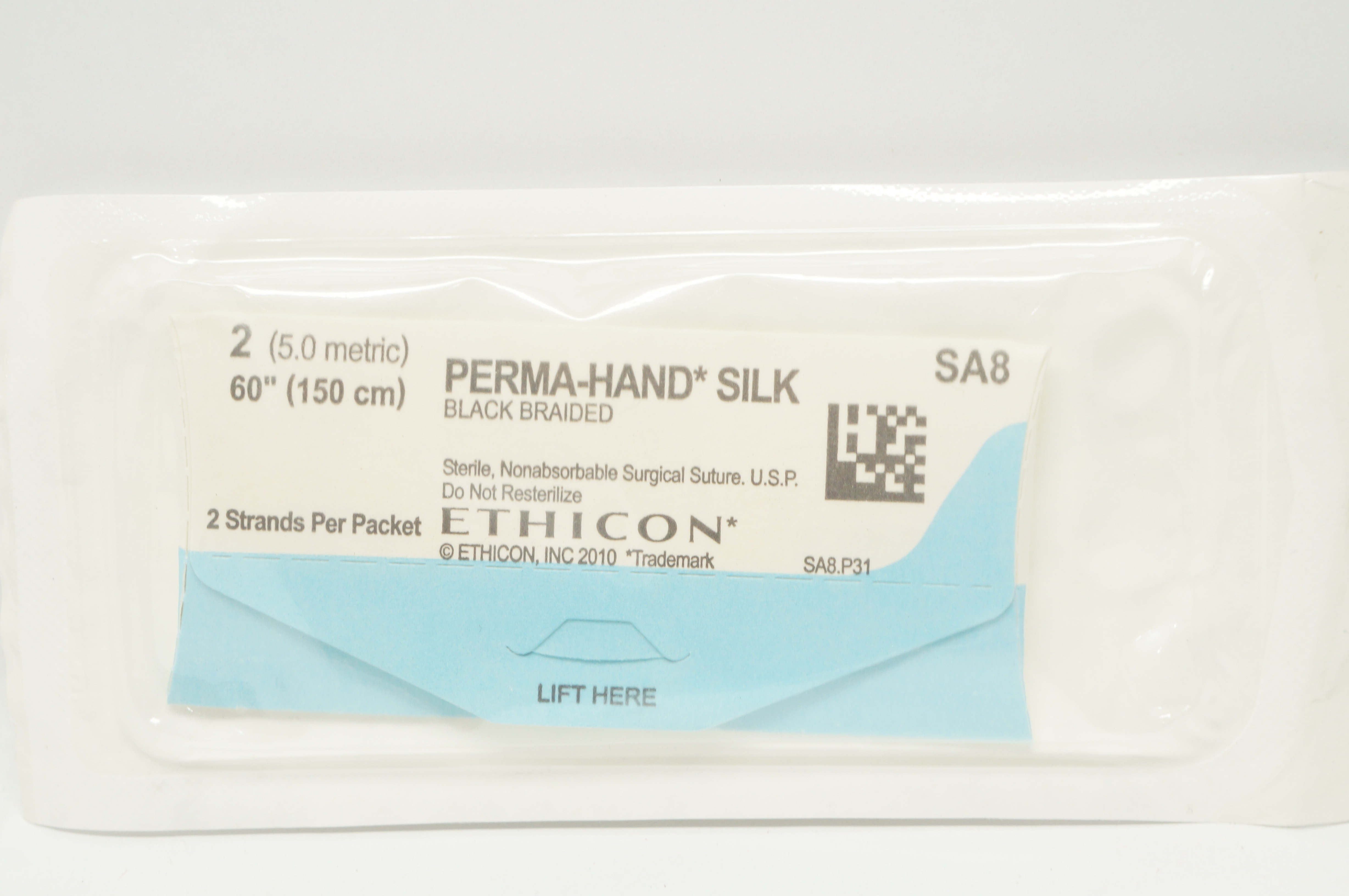 Ethicon SA8 2 Perma-Hand Silk Black Braided Surgical Stre 60 inch