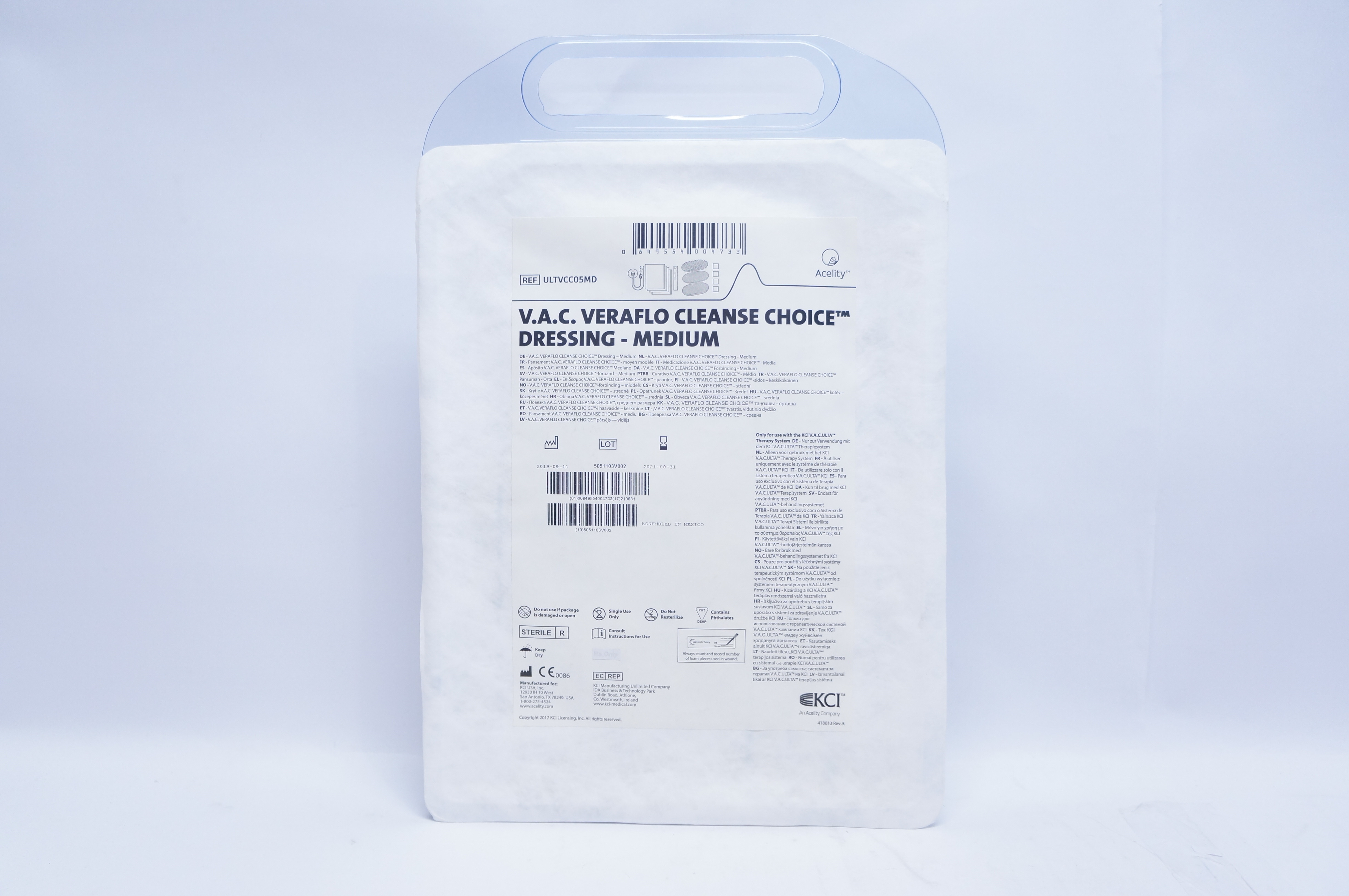 KCI ULTVCC05MD Acelity V.A.C. Veraflo Cleanse Choice Dresing Medium