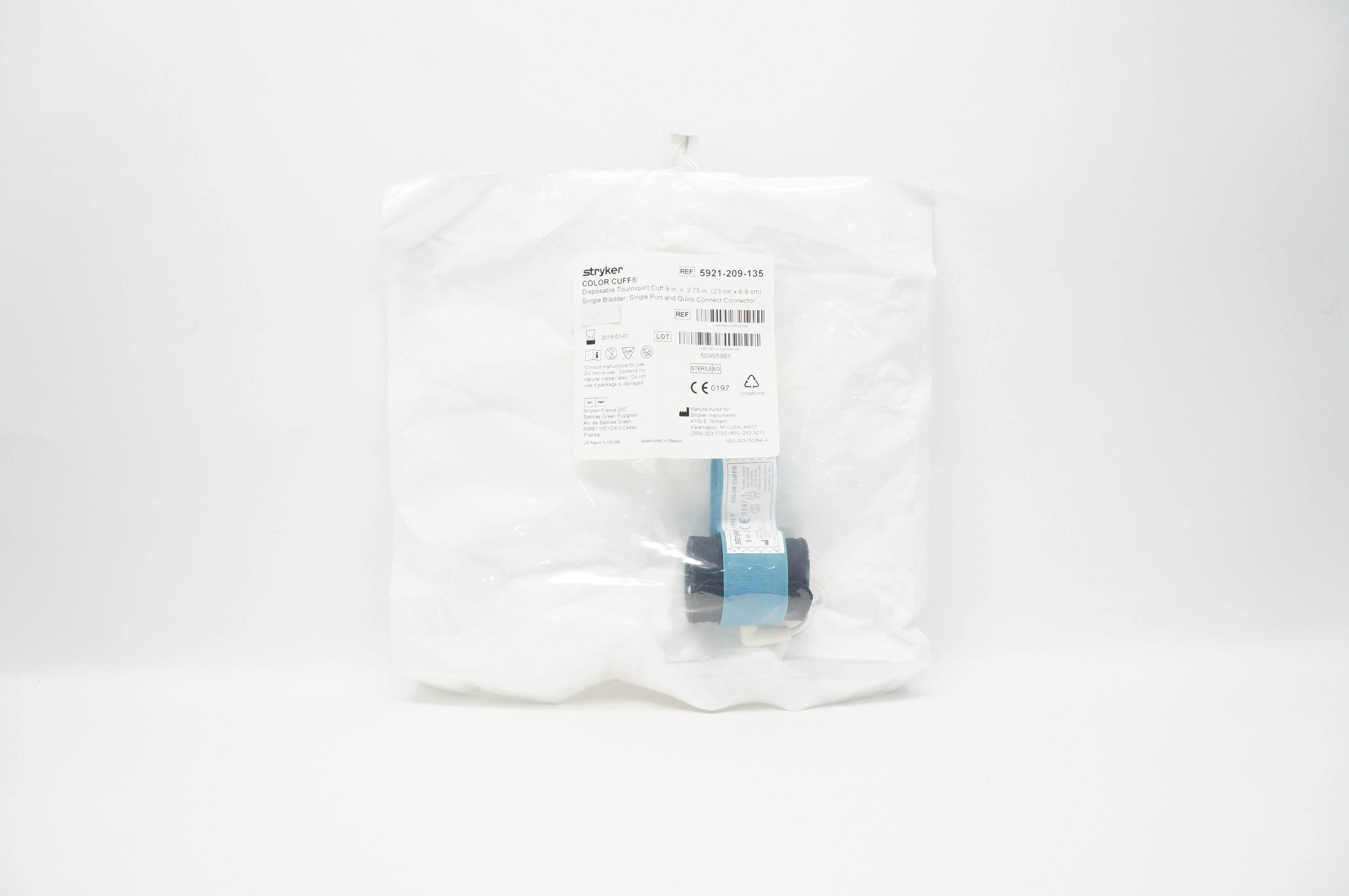 Stryker 5921-209-135 Color Cuff Disposable Tourniquet Cuff 9.0 x 2.75 inch (x)