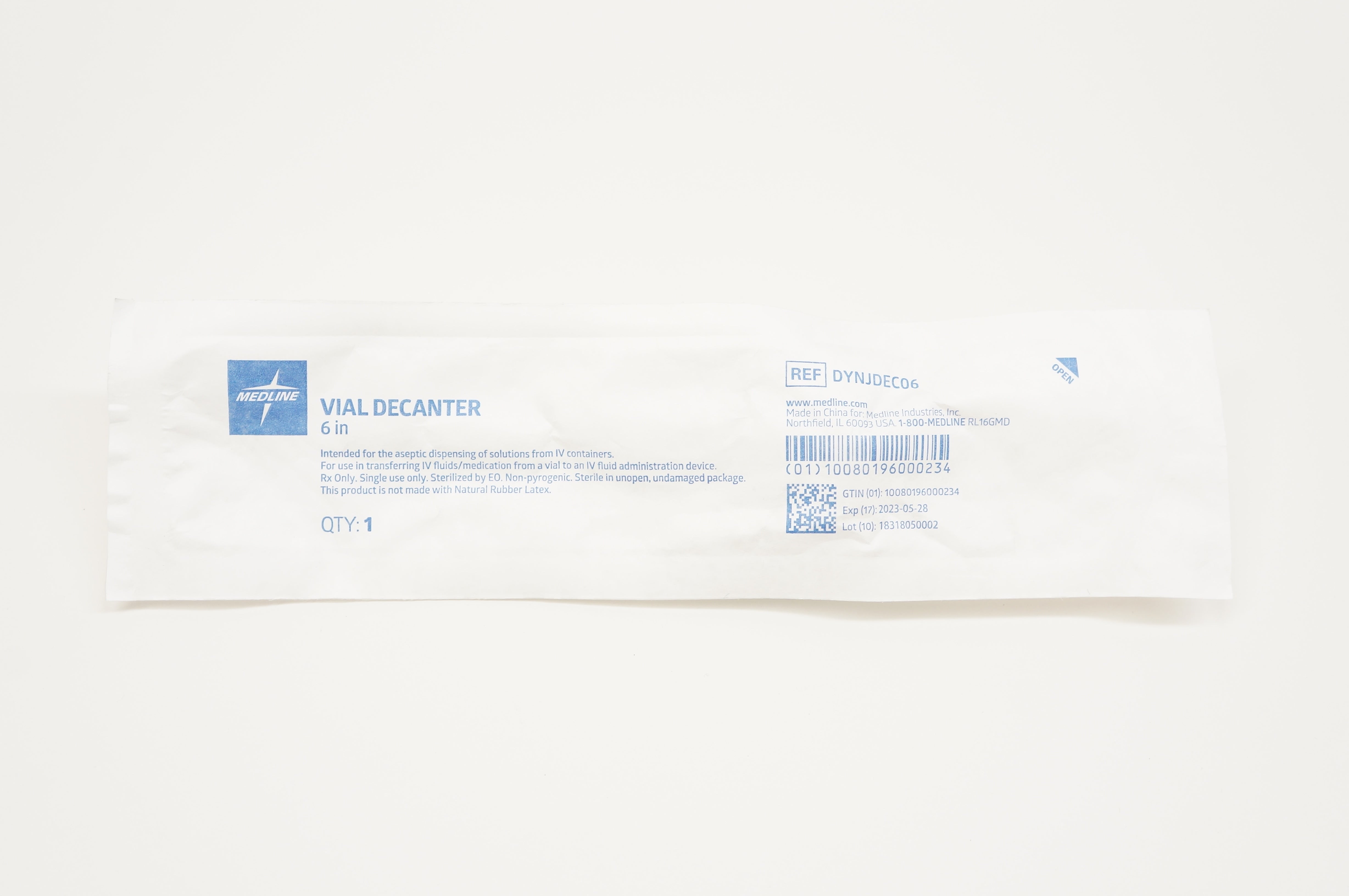 Medline DYNDJDEC06 Vial Decanter 6inch