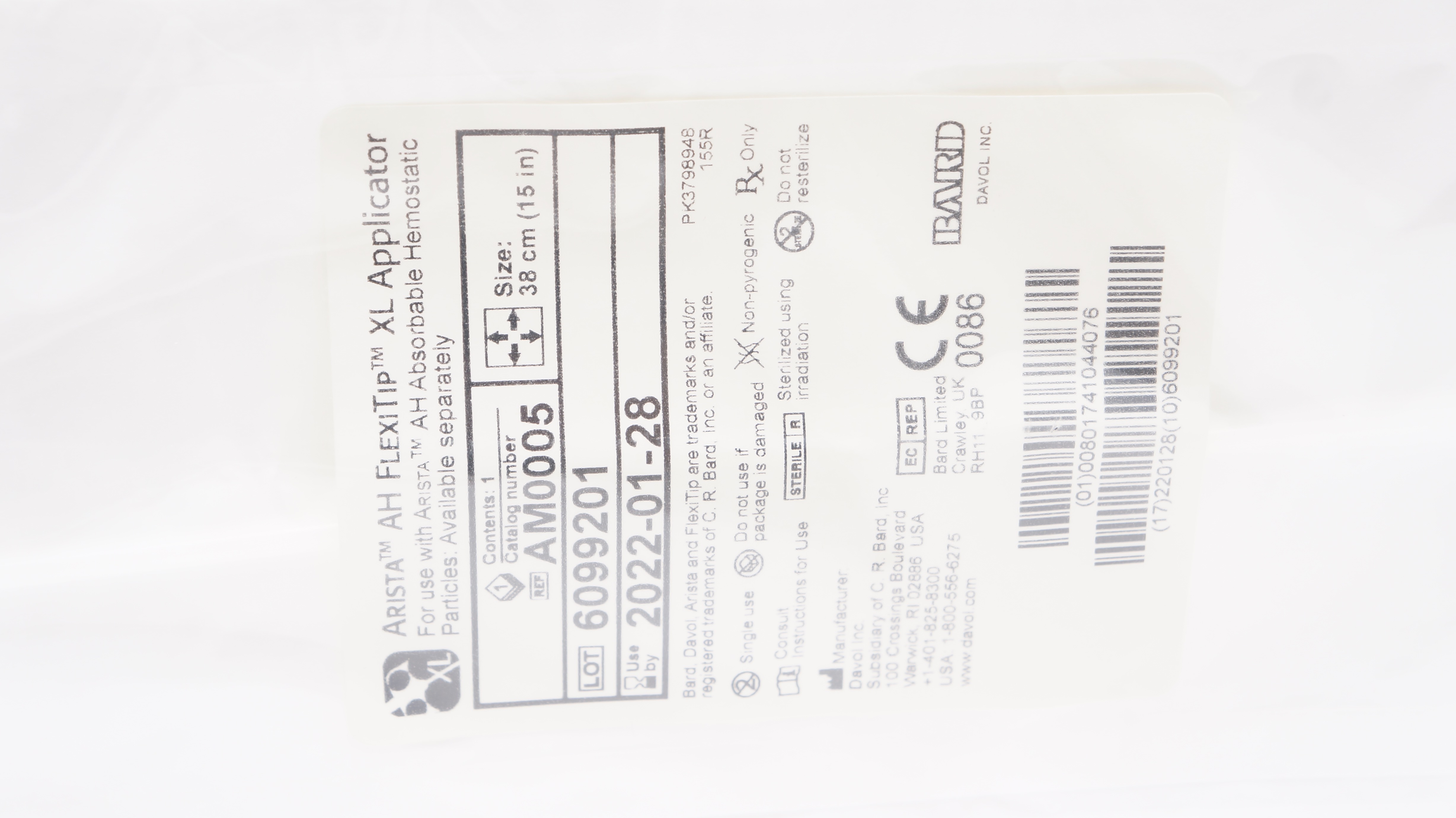Bard AM0005 Davol Arista AH FlexiTip XL Applicator 15inch (x)