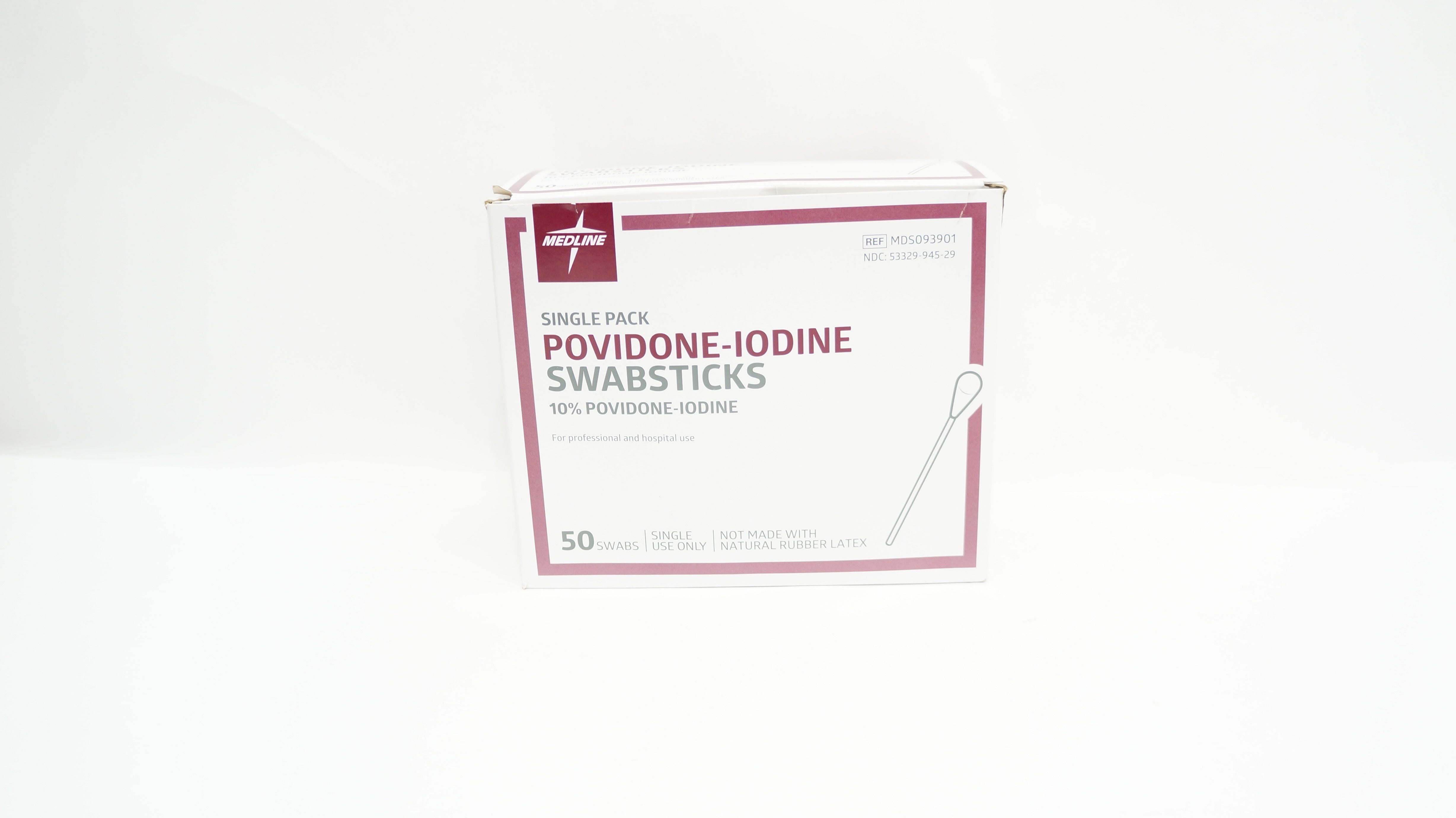 Medline MDS093901 Povidone-Iodine Swabsticks 10 % - Box of 43