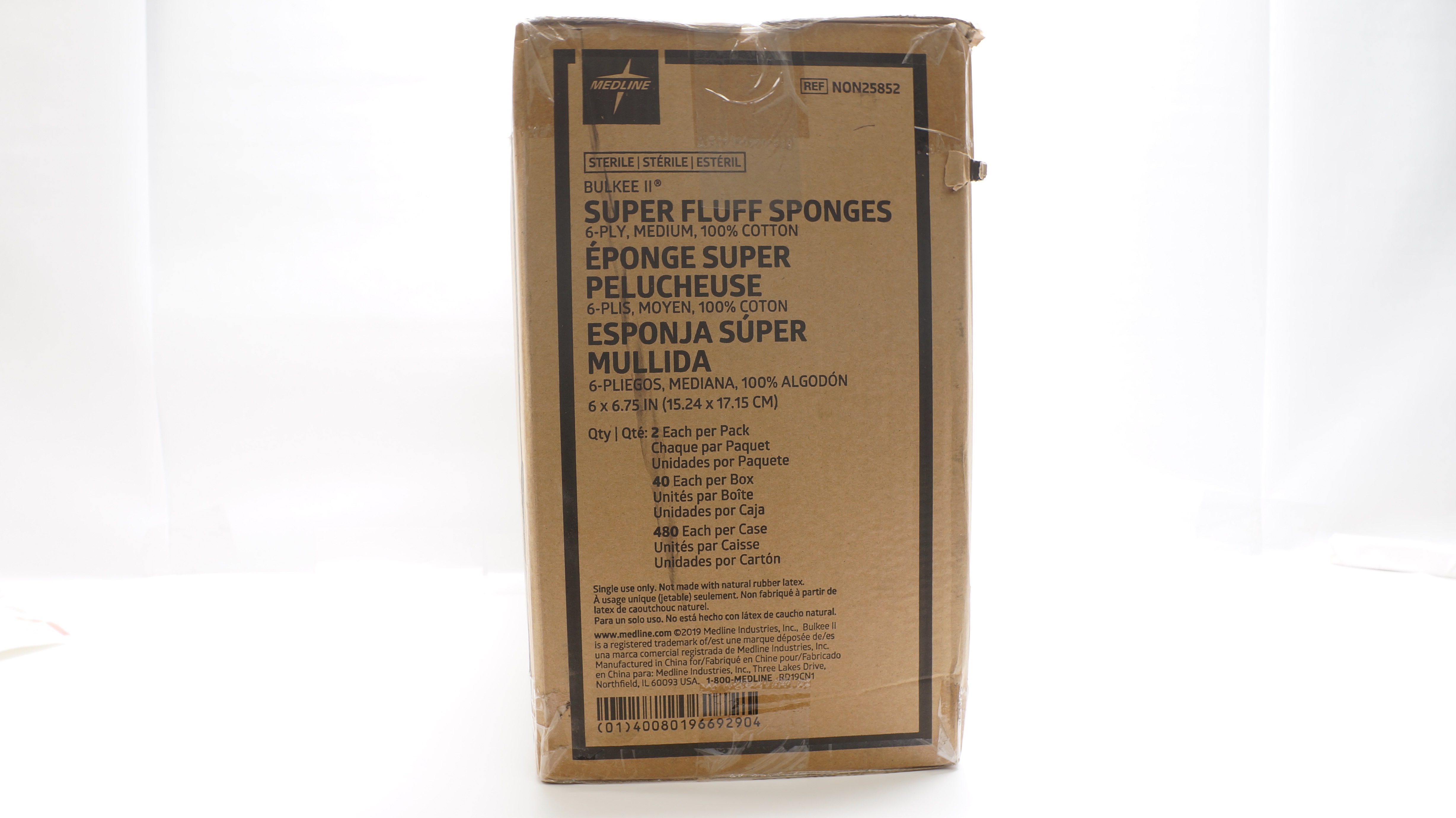 Medline NON25852 Bulkee II Super Flupp Sponges 6 x 6. 3/4in, 6-ply - Case of 480