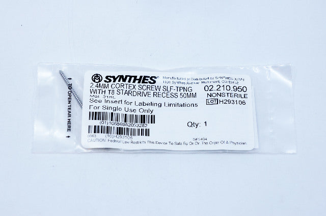 Synthes 02.210.950 2.4mm Cortex Screw Self-Tapping With T8 Stardrive Recess 50mm