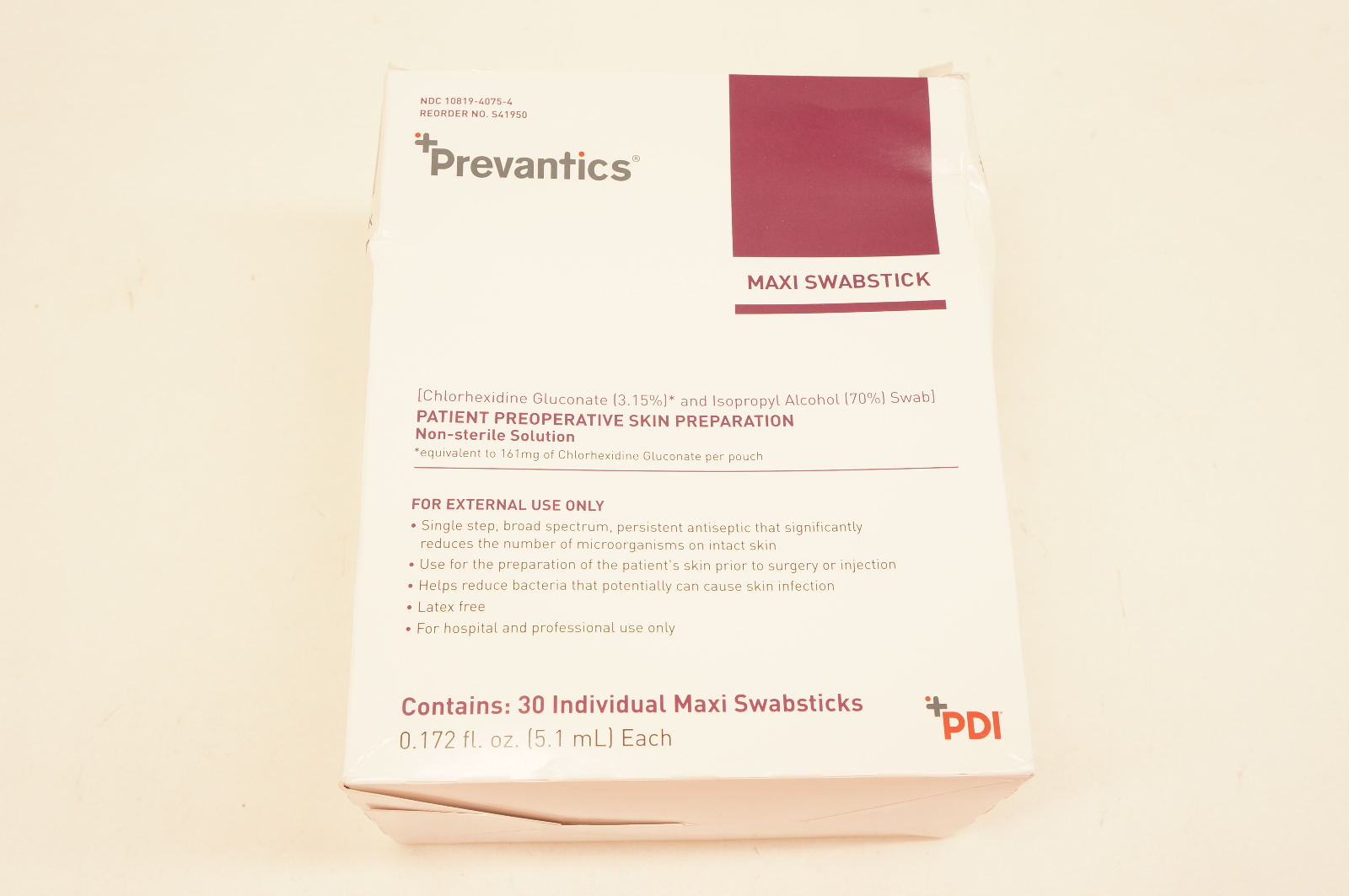 PDI S41950 Prevantics Maxi Swabstick 0.172fl. oz. - Box of 30