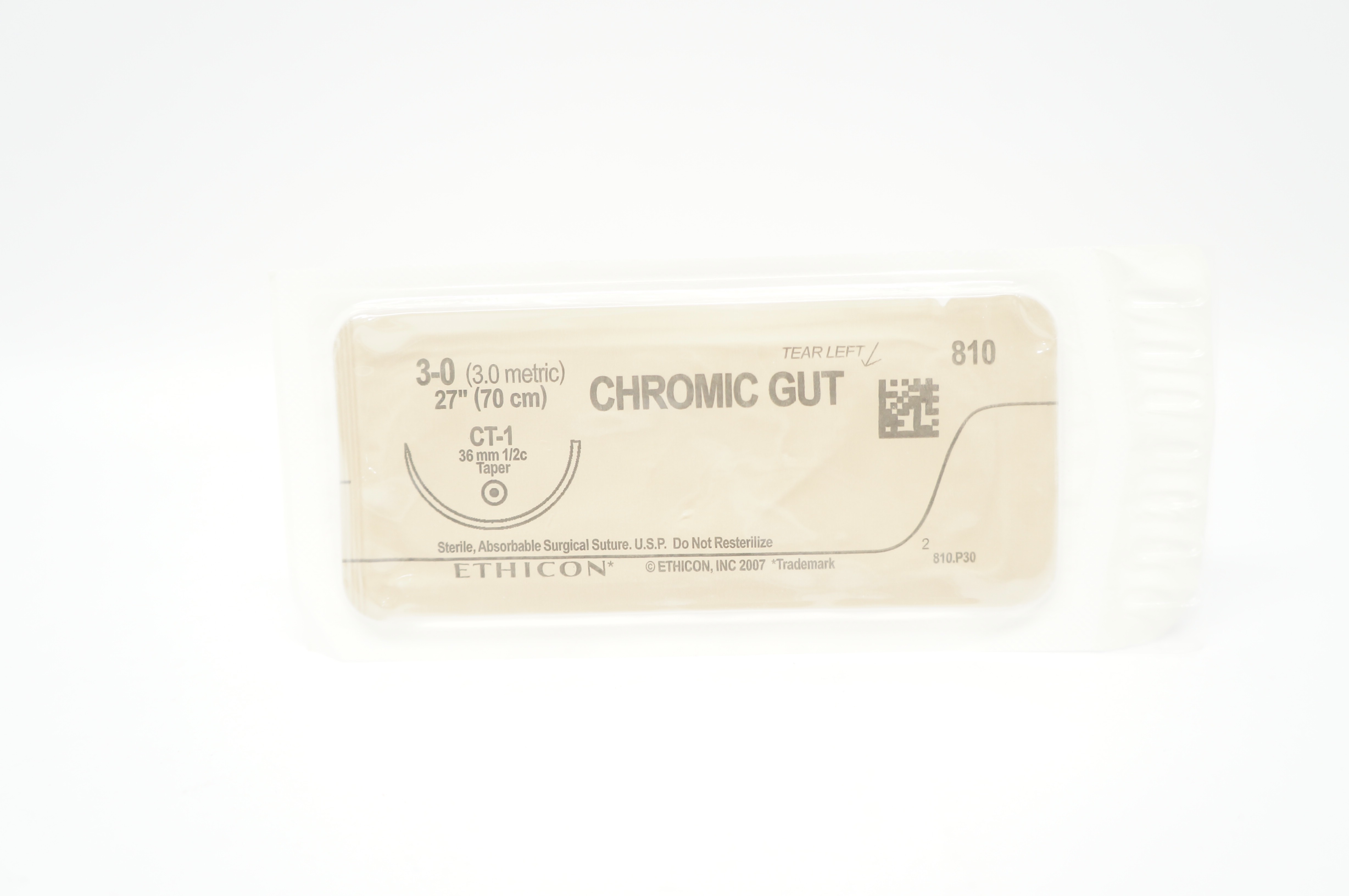 Ethicon 810 3-0 Chromic Gut Surgical Stre CT-1 36mm 1/2c Taper, 27inch (x)