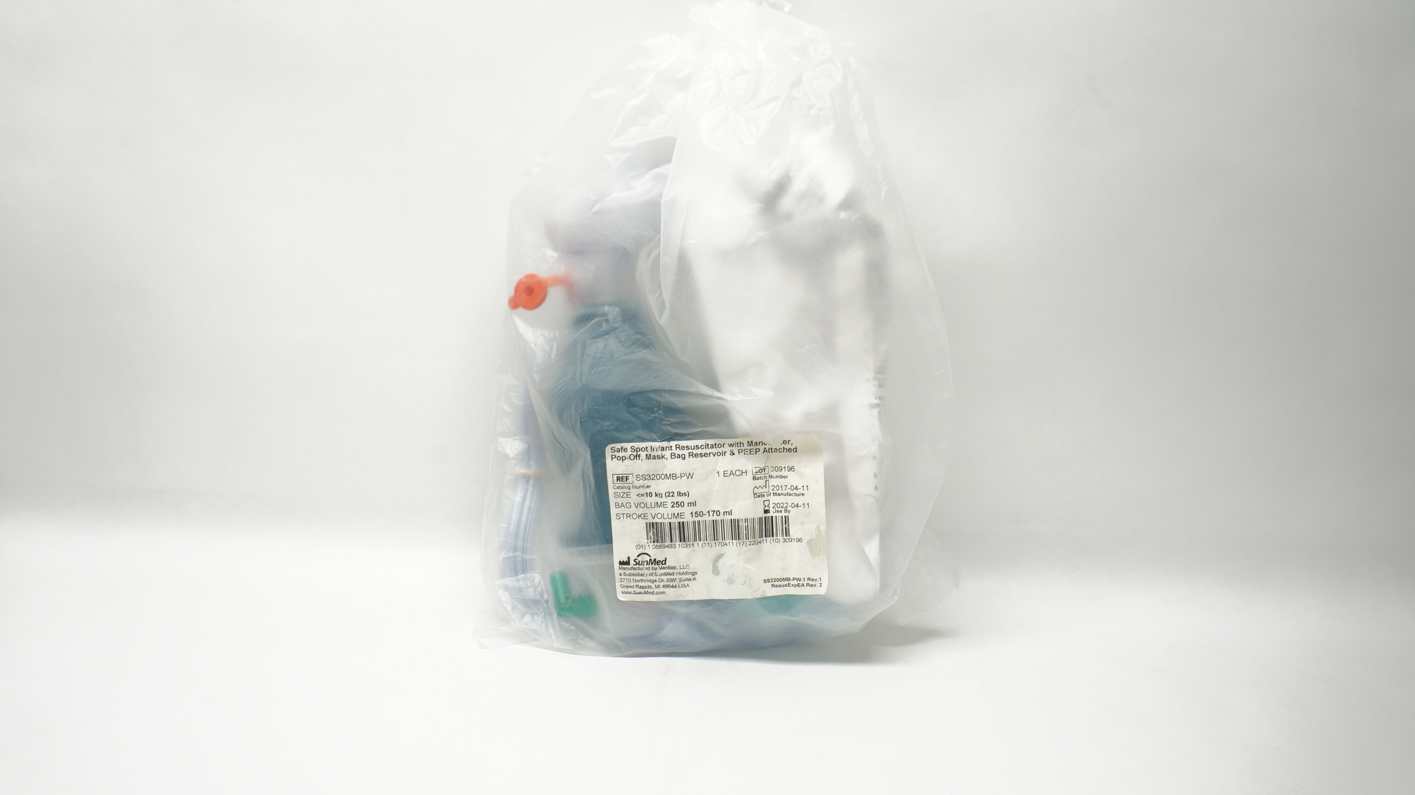 SunMed SS3200MB-PW Safe Spot Infant Resuscitator with Manometer Pop-Off