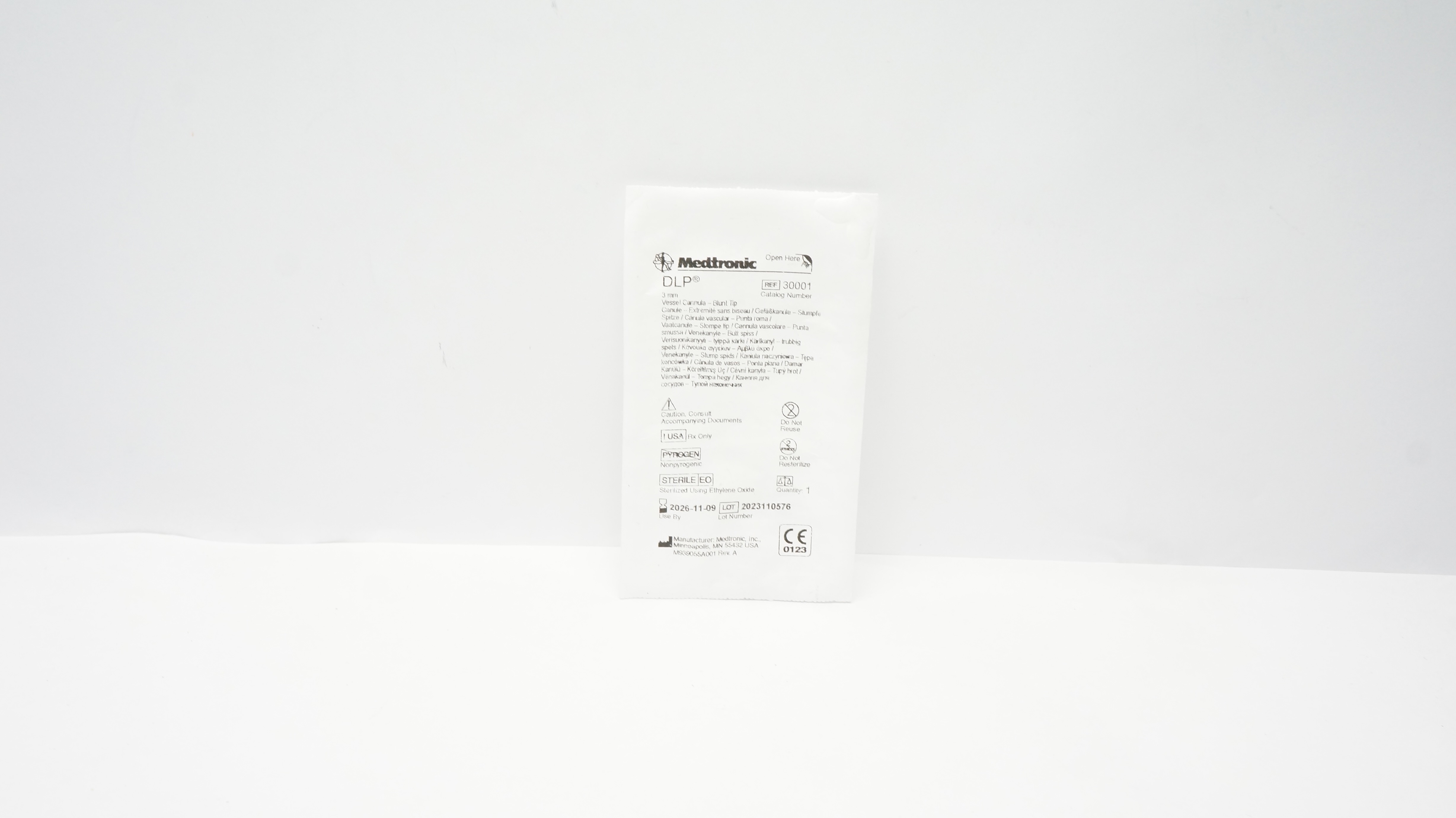 Medtronic 30001 DLP Vessel Cannula 3mm Blant Tip