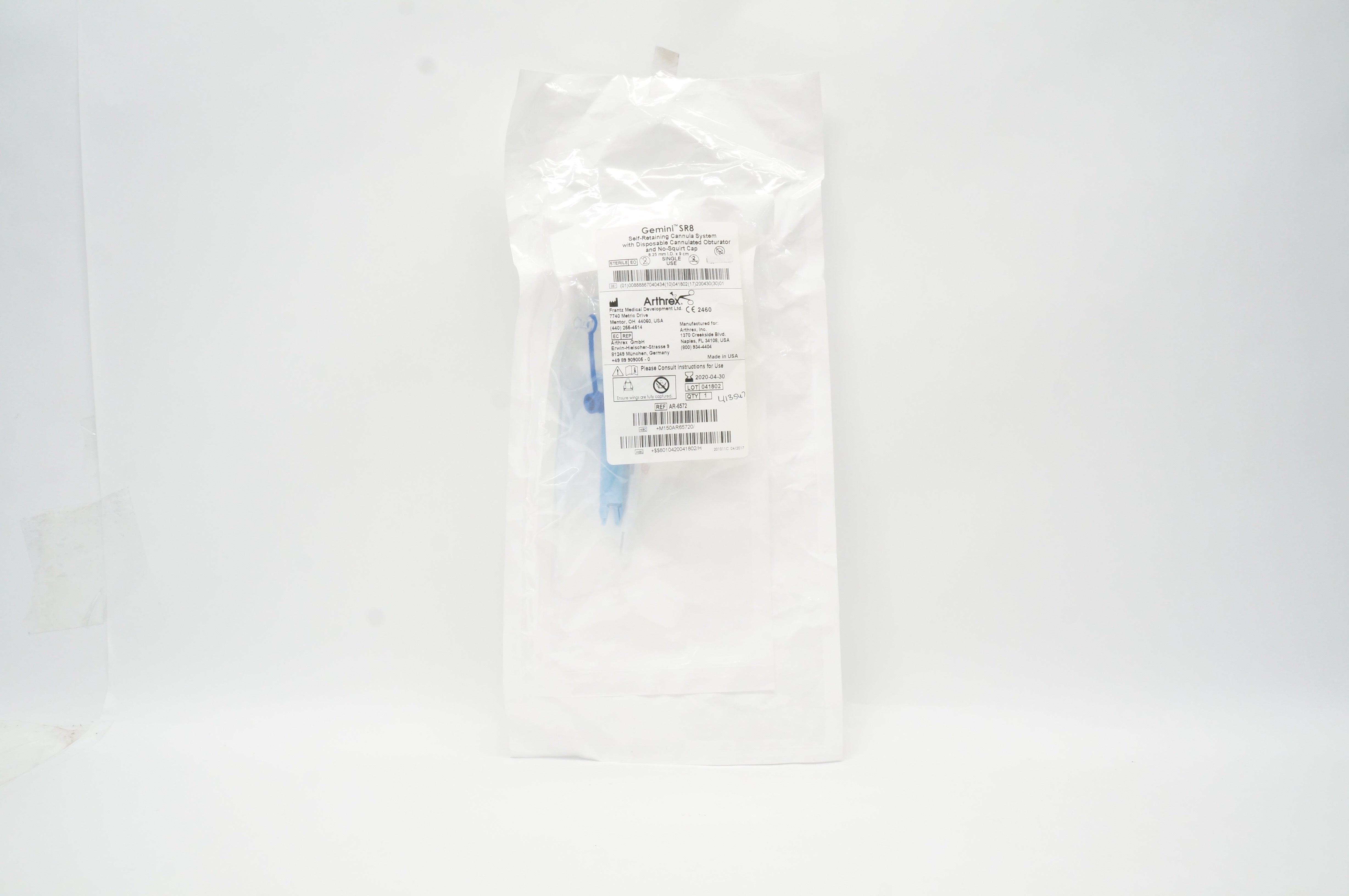 Frantz Medical AR-6572 Gemini SR8 Self-Retaining Cannula System 8.25mm x 9cm (x)