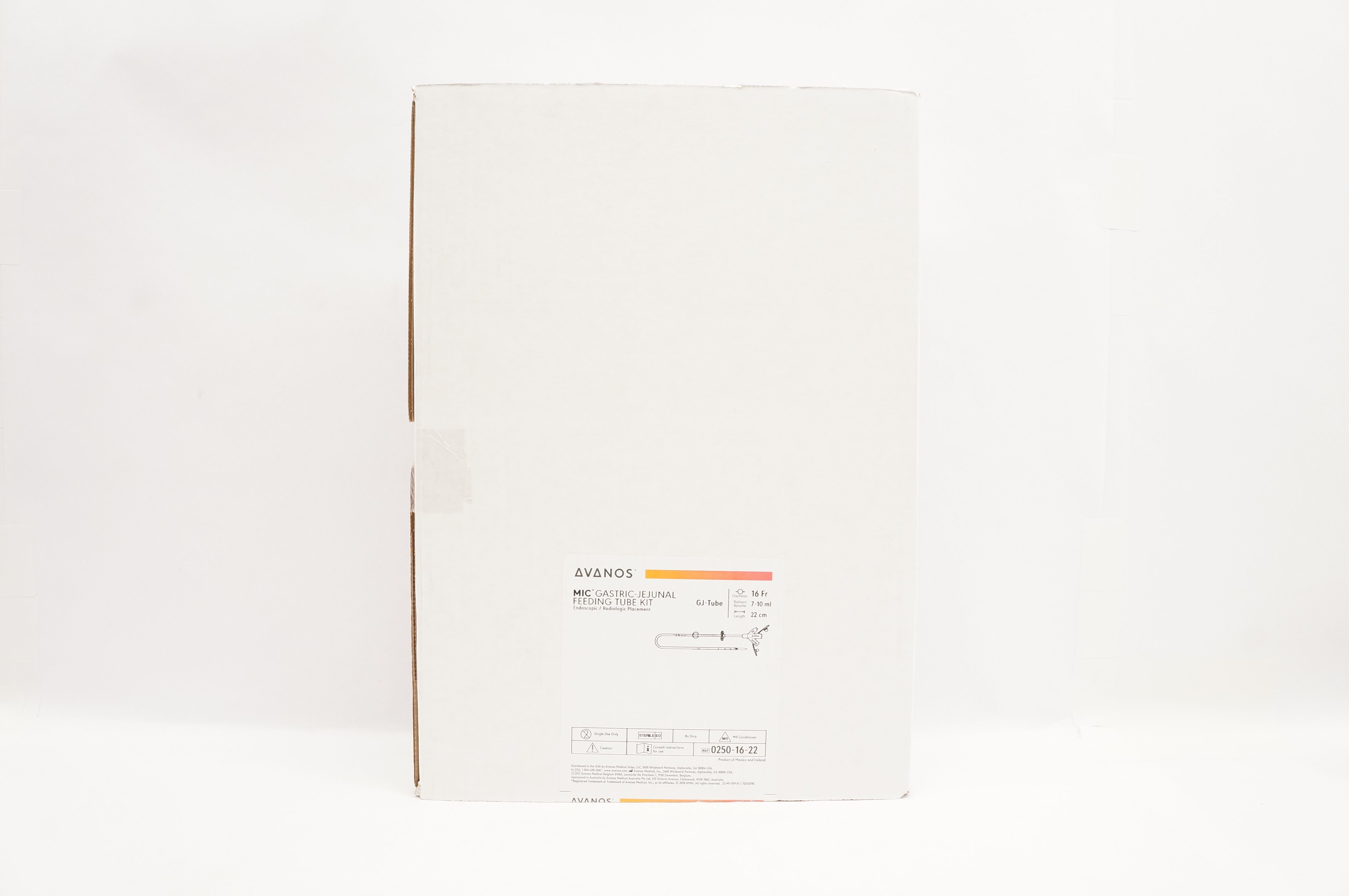 Avanos 0250-16-22 MIC Gastric-Jejunal Feeding Tube Kit 16Fr x 7-10ml x 22cm (x)