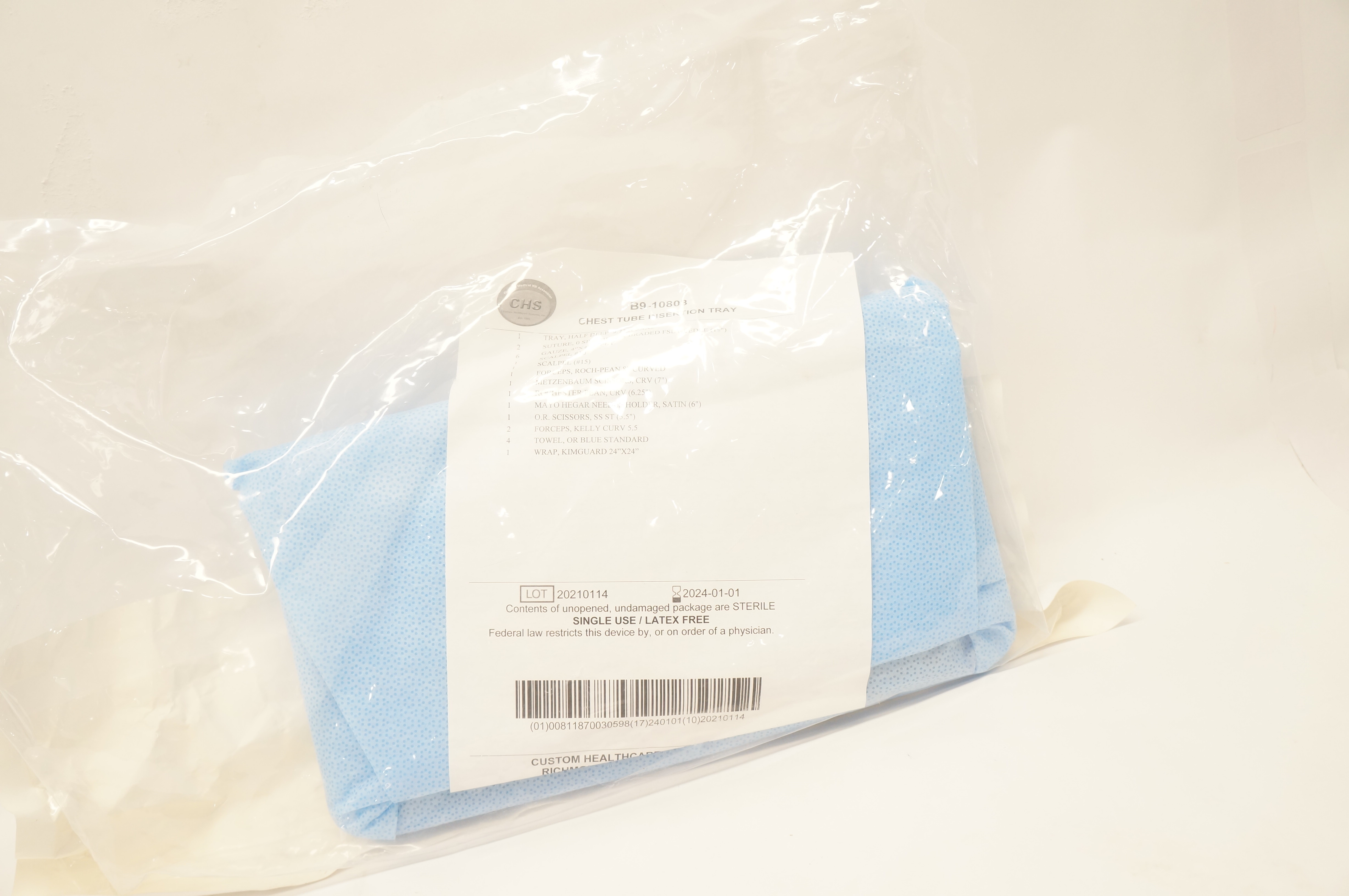 CHS B9-10803 Chest Tube Insertion Tray