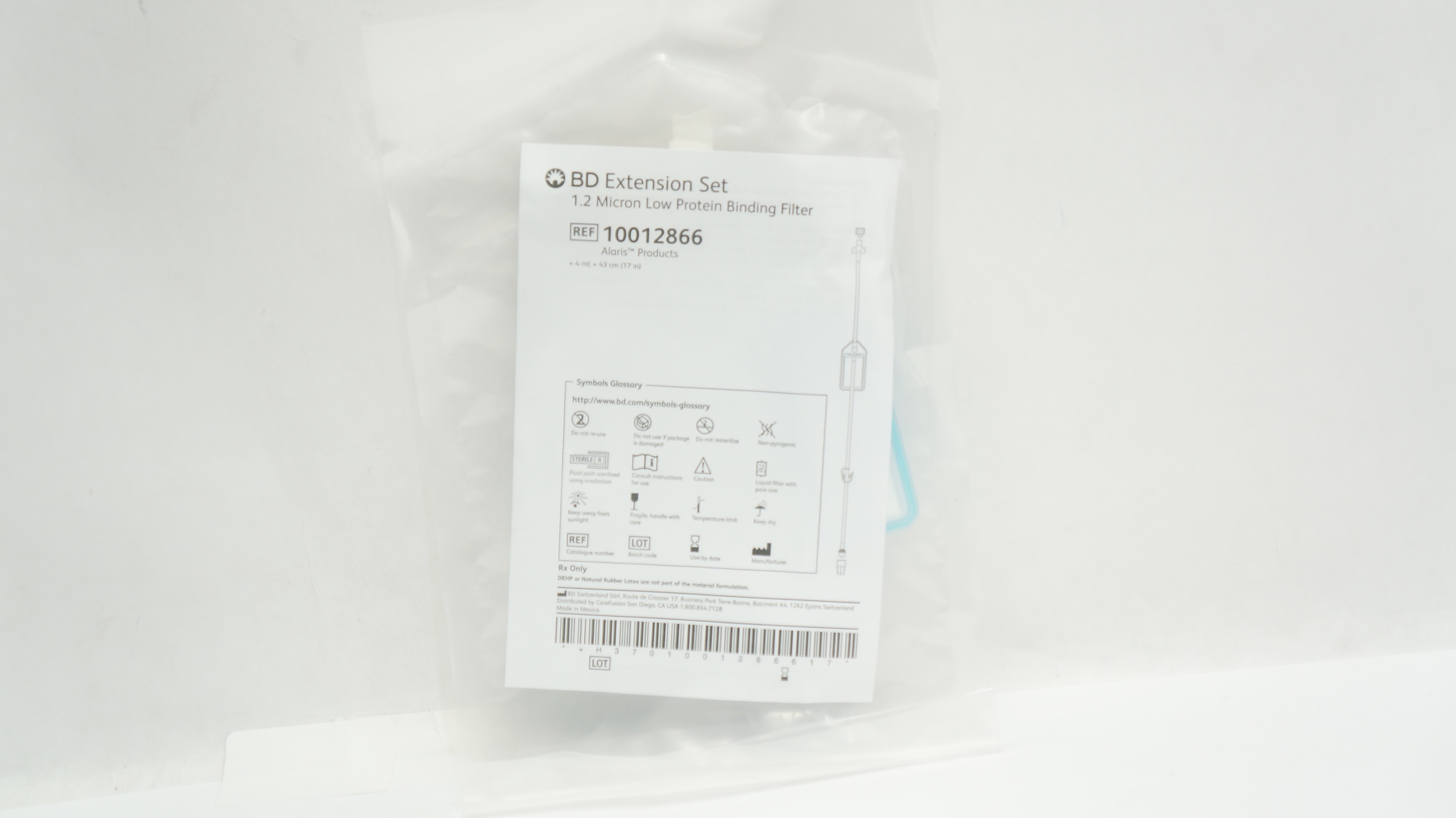 BD 10012866 Extension Set 1.2 Micron Low Protein Binding Filter 4mL x 17inch