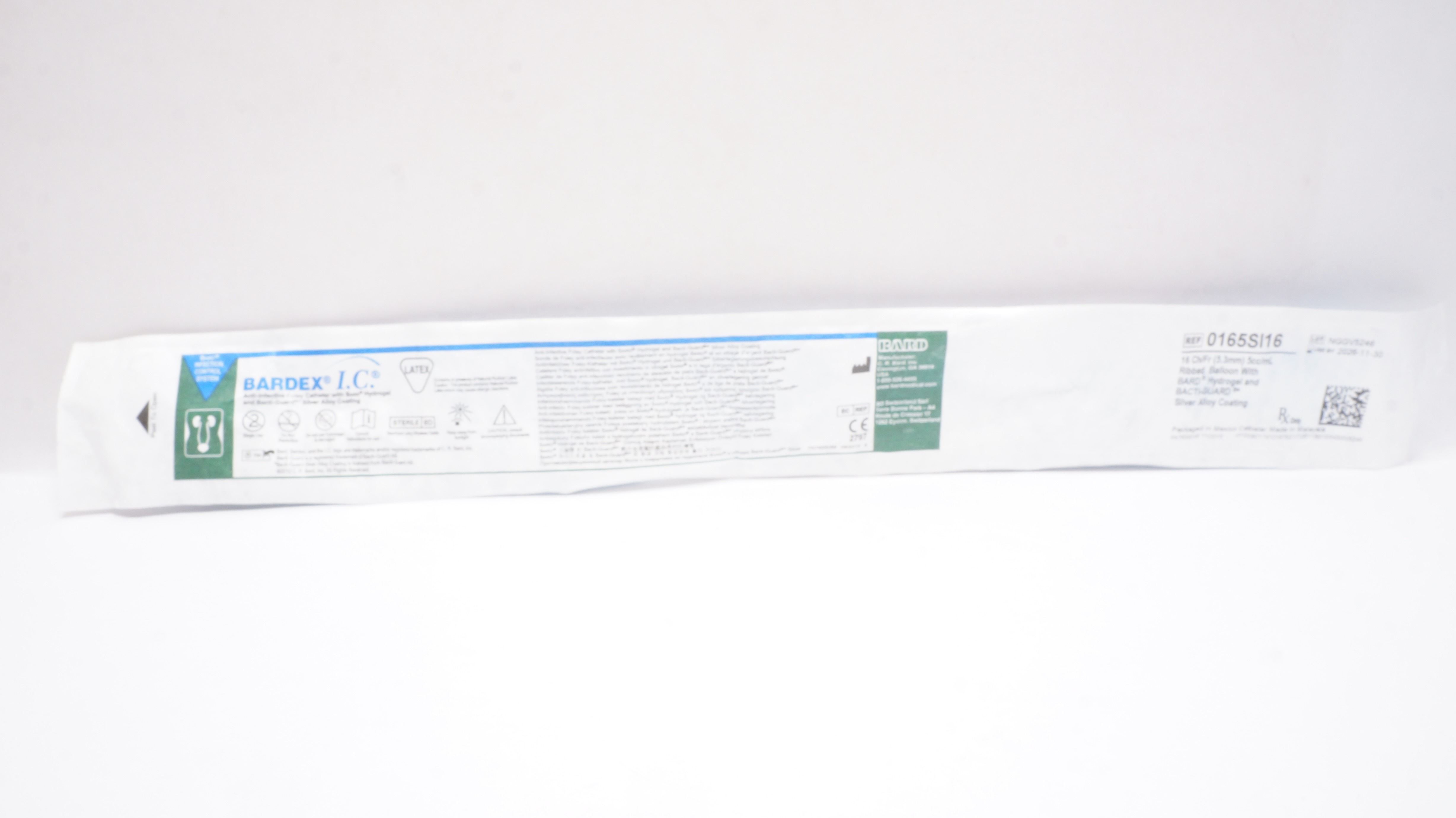 Bard 0165SI16 Bardex IC Anti-Infective Foley Cath. 16Ch/Fr 5cc/mL Ribbed Balloon