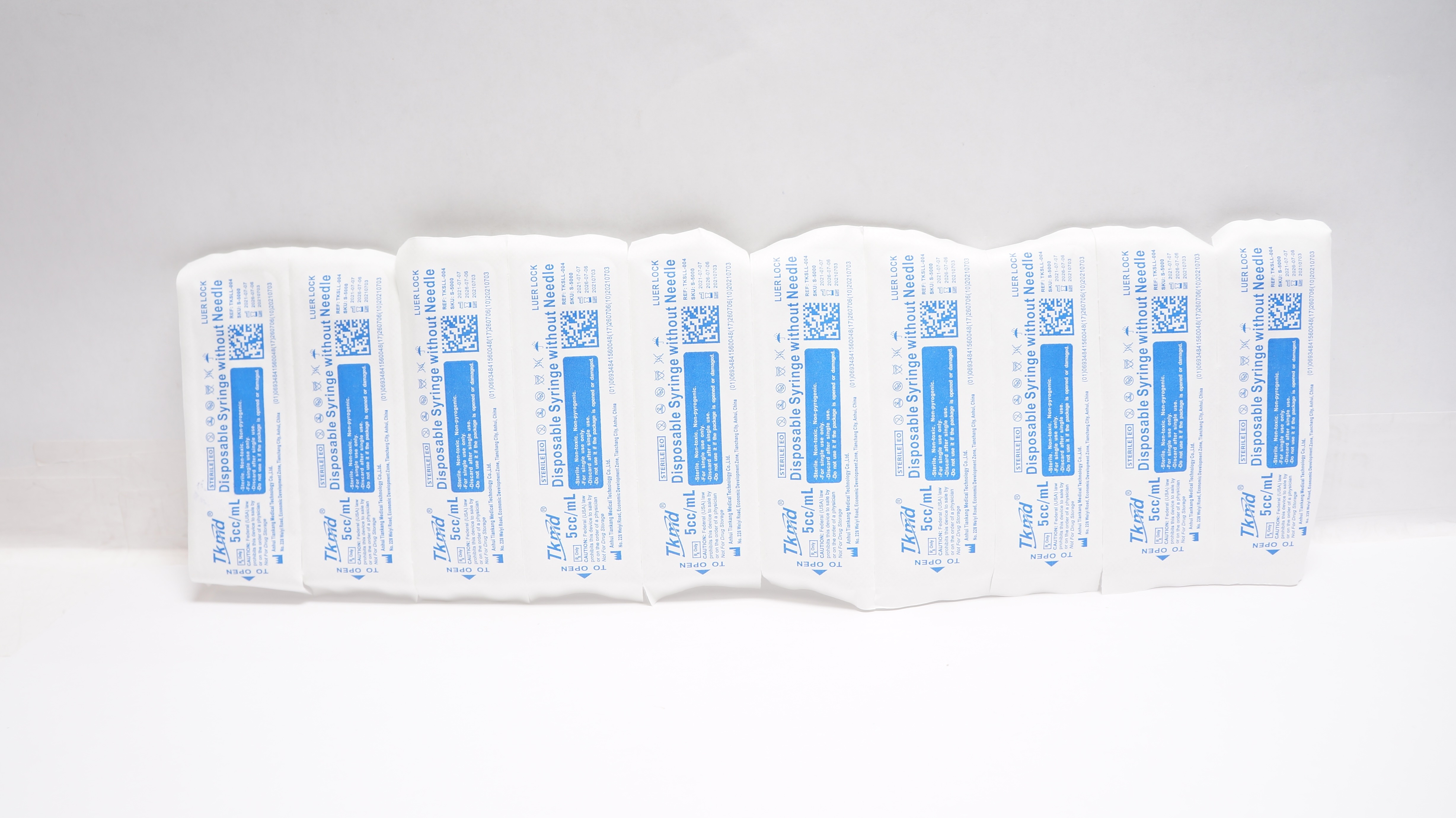 Anhui Medical TKSLL-004 TKMD Disposable Syringe Without Ndle 5cc/mL - Lot of 10