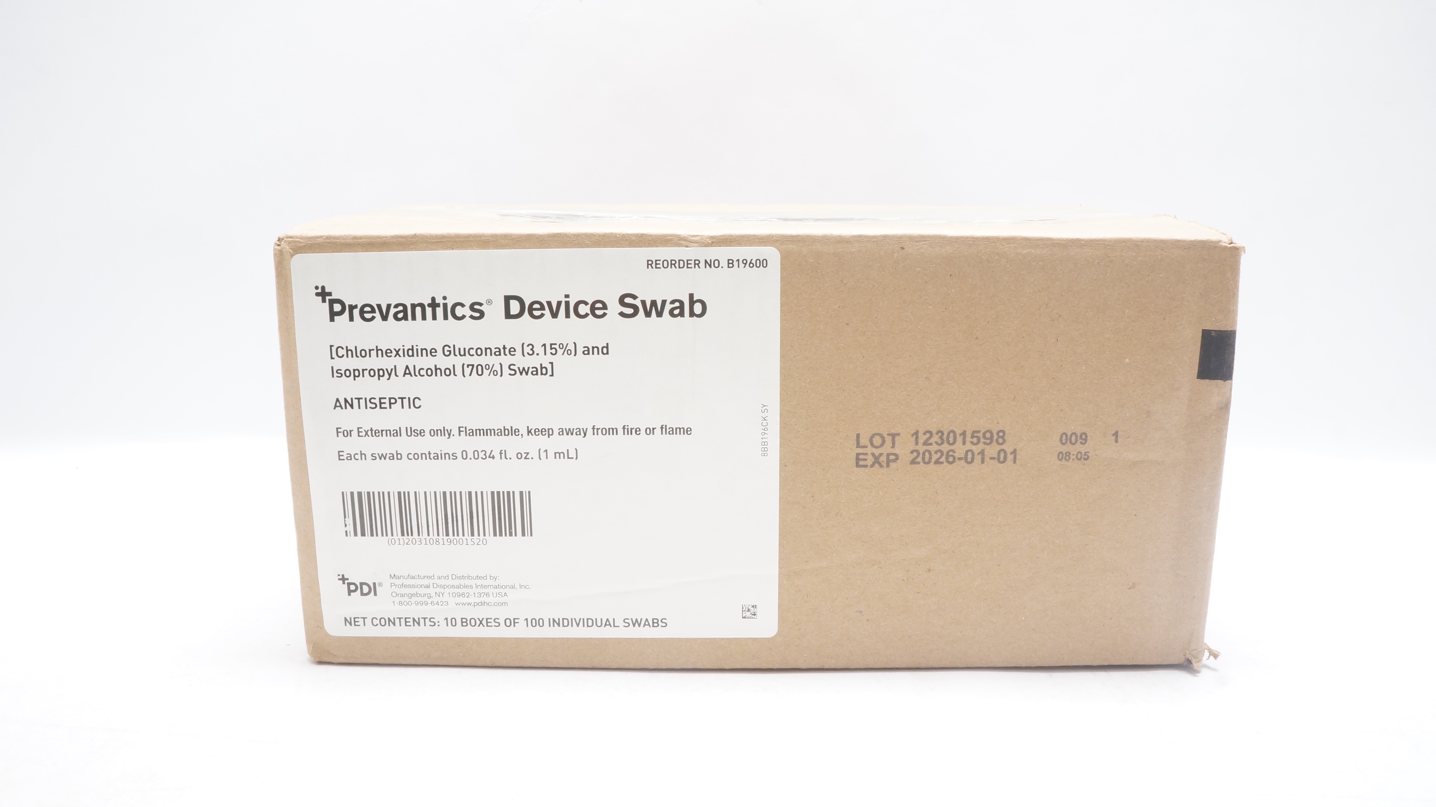 PDI B19600 Prevantics Antiseptic Swab 0.03 4 fl.oz.- Box of 1000