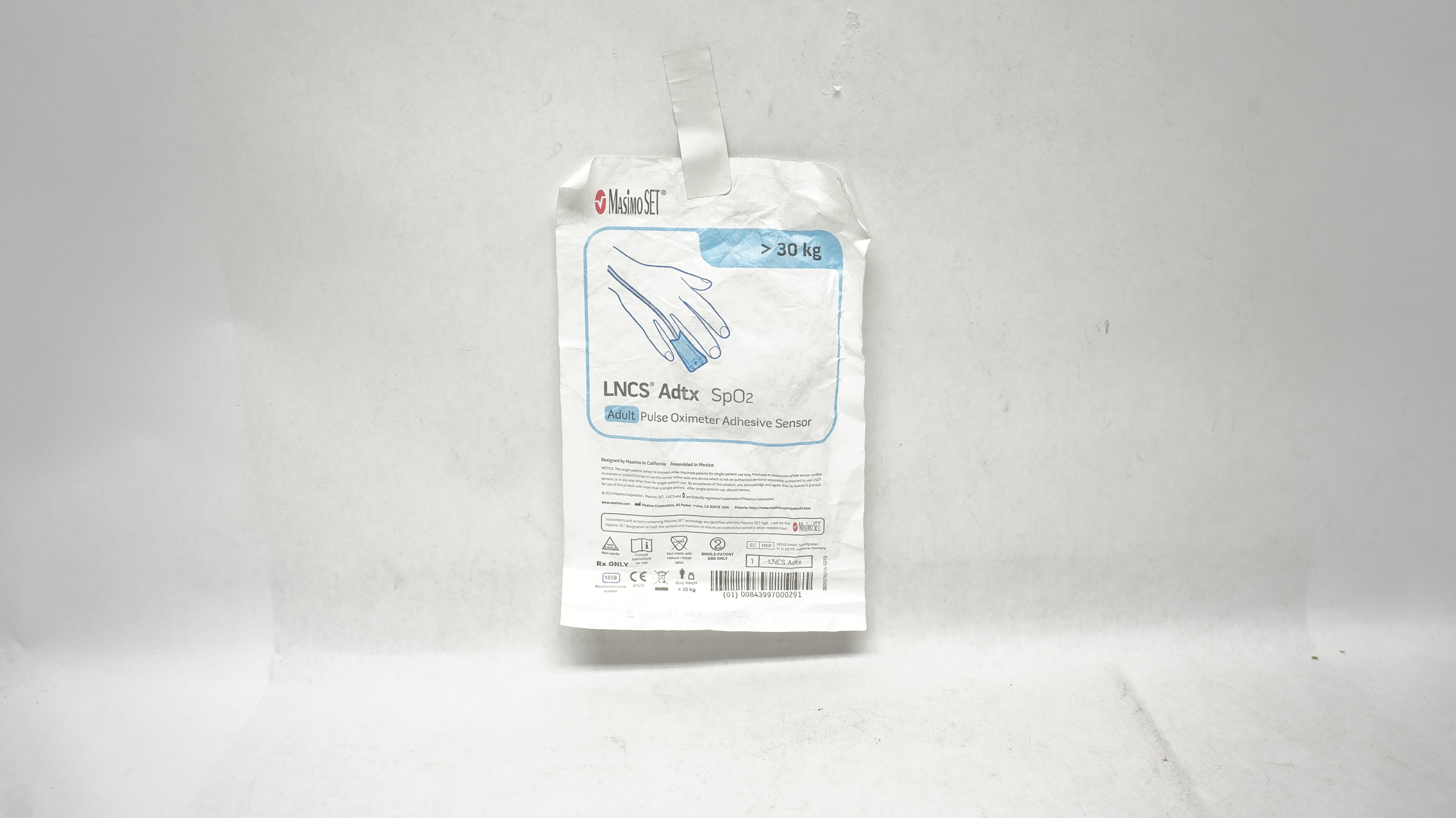 Masimo 1859 LNCS Adtx SpO2 Adult Pulse Oximeter Adhesive Sensor >30 kg (x)