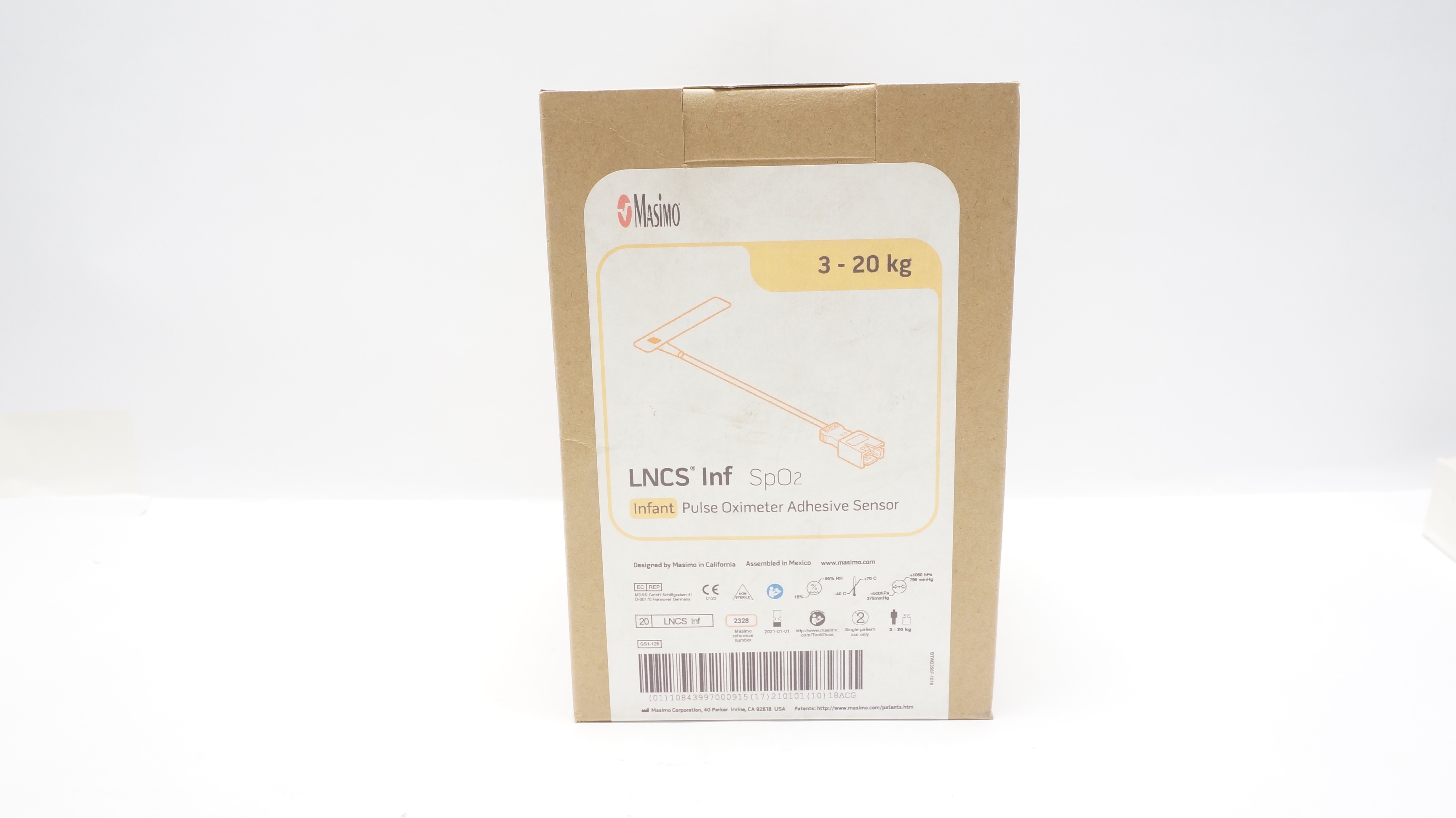 Masimo 2328 LNCS Inf SpO2 Infant Pulse Oximeter Adhesive Sensor 3-20kg(x)-Box of20