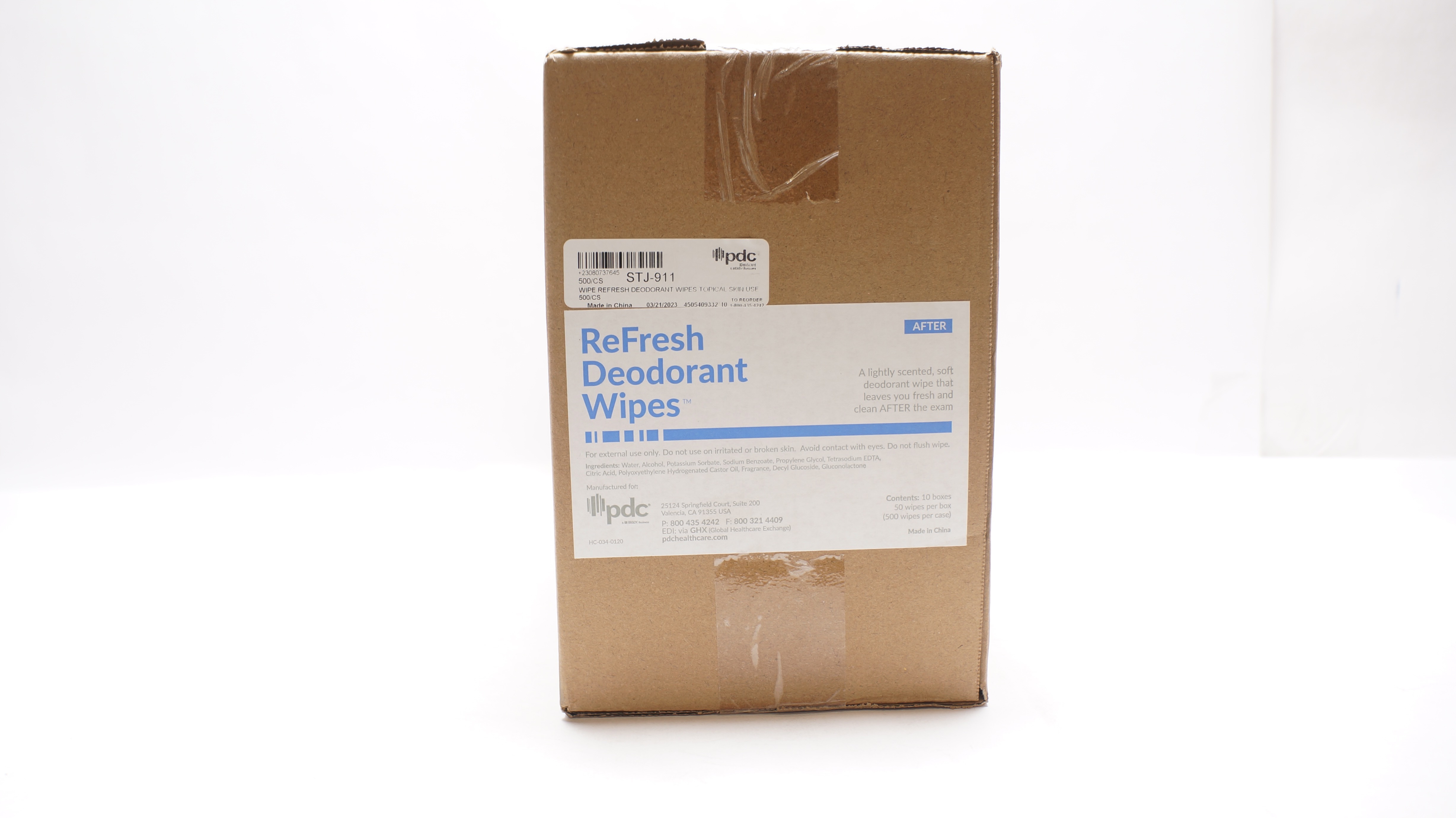 PDC STJ-911 ReFresh Deodorant Wipes - Case of 500