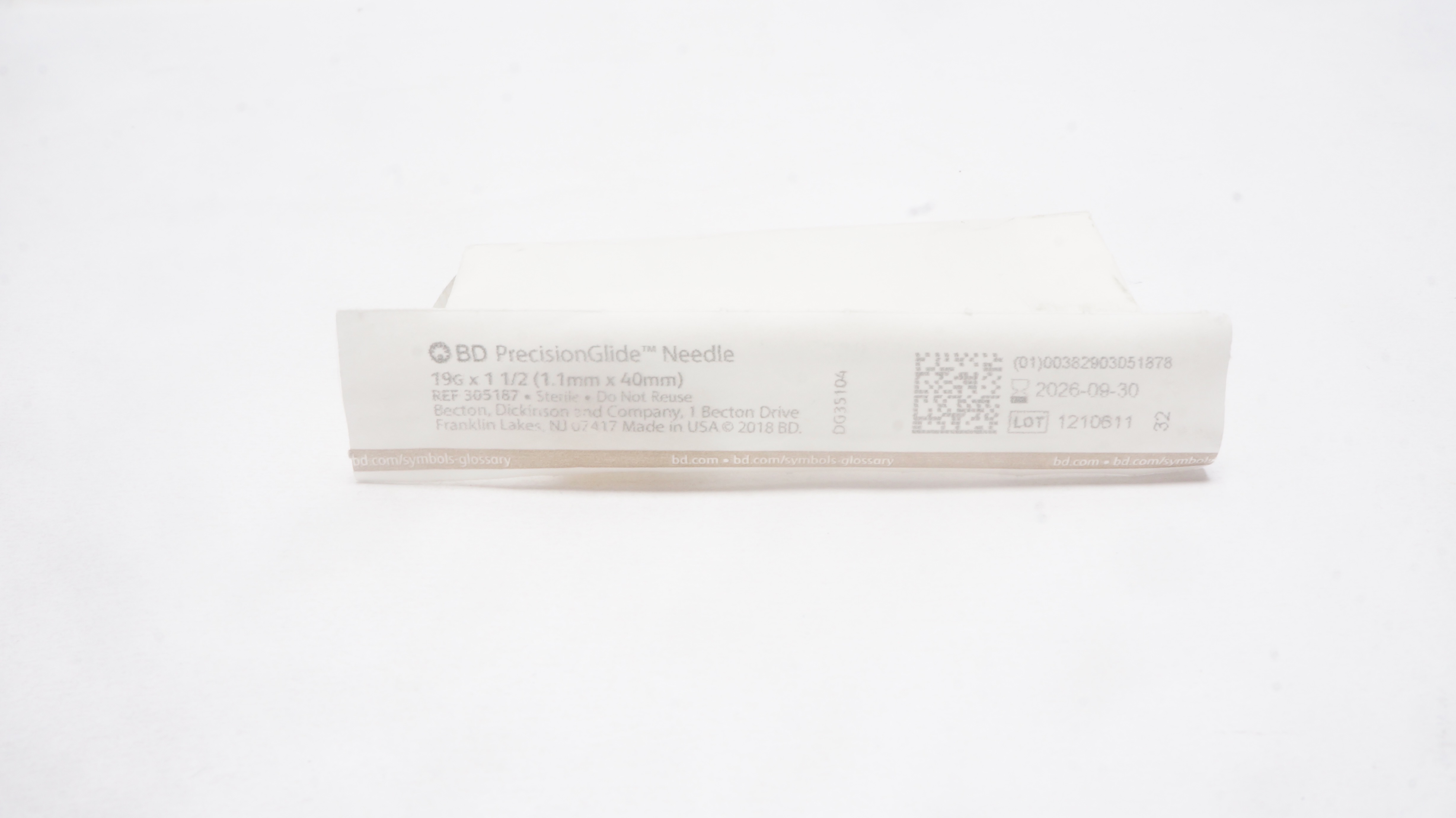 BD 305187 PrecisionGlide Ndle 19G x 1-1/2 inch