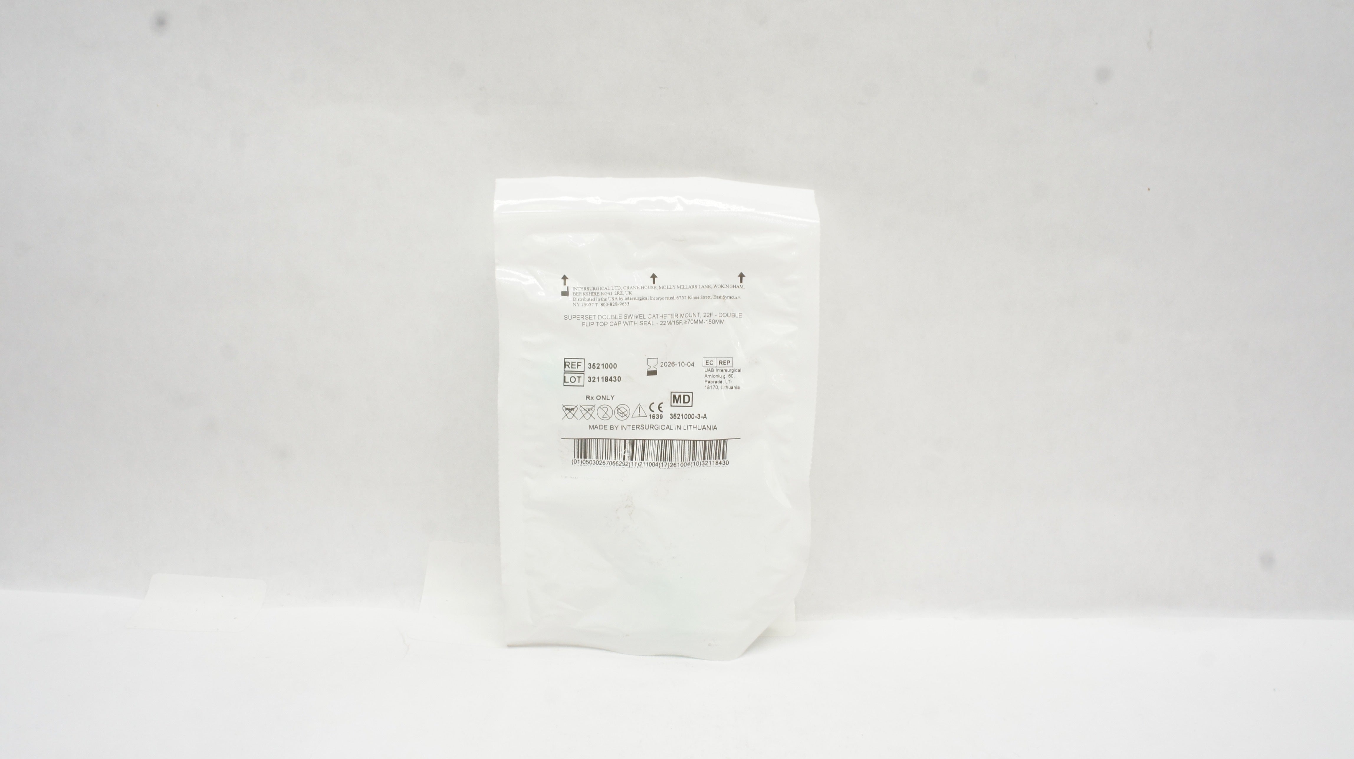 Intersurgical 3521000 Superset Double Swivel Cath. Mount, 22F, Dbl.Flip Top Cap