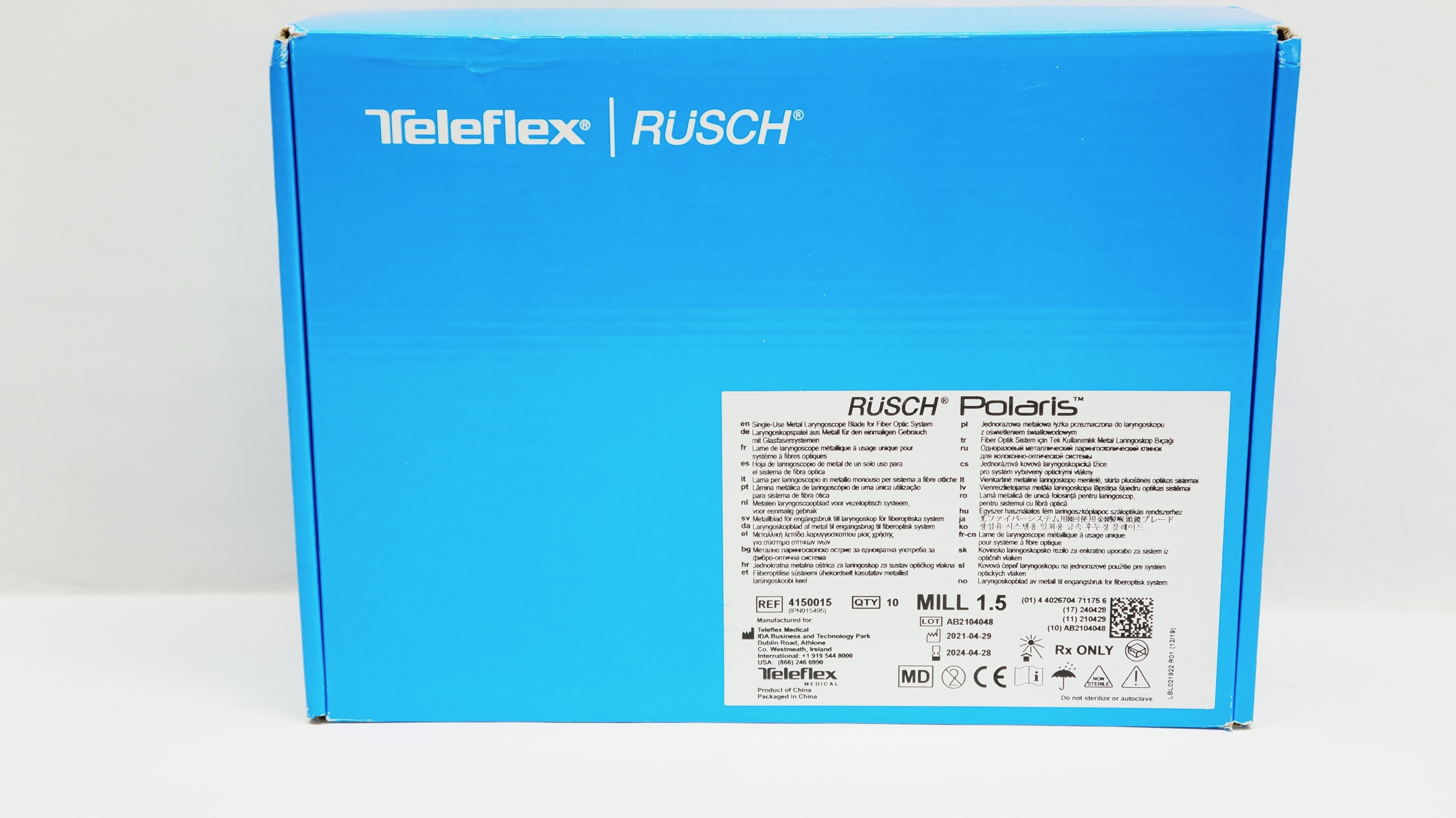 Teleflex 4150015 Rusch Polaris Metal Laryngoscope Blade MILL 1.5 - Box of 10