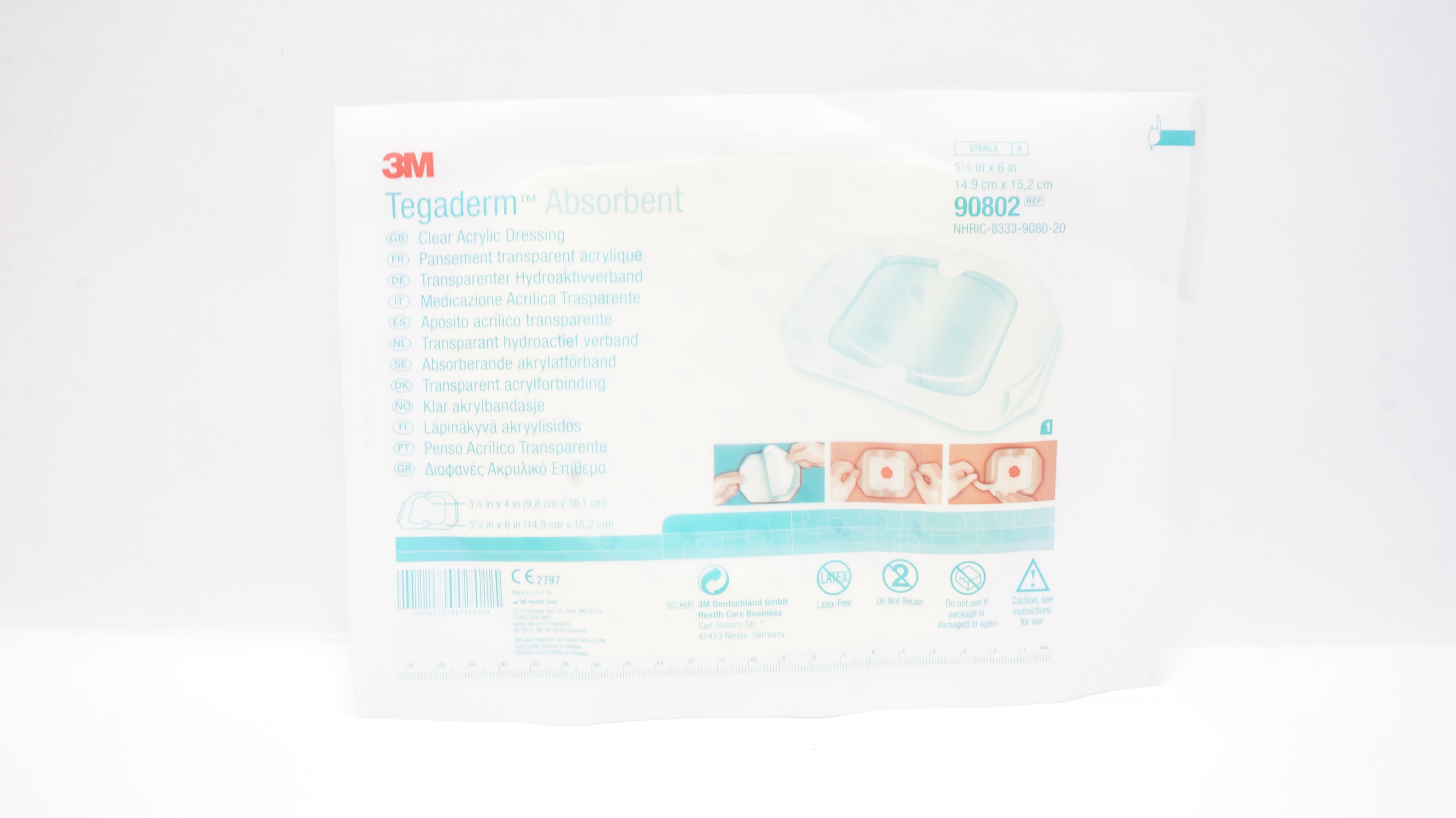 3M 90802 Tegaderm Absorbent Clear Acrylic Dressing 5-3/4inch x 6inch (x)