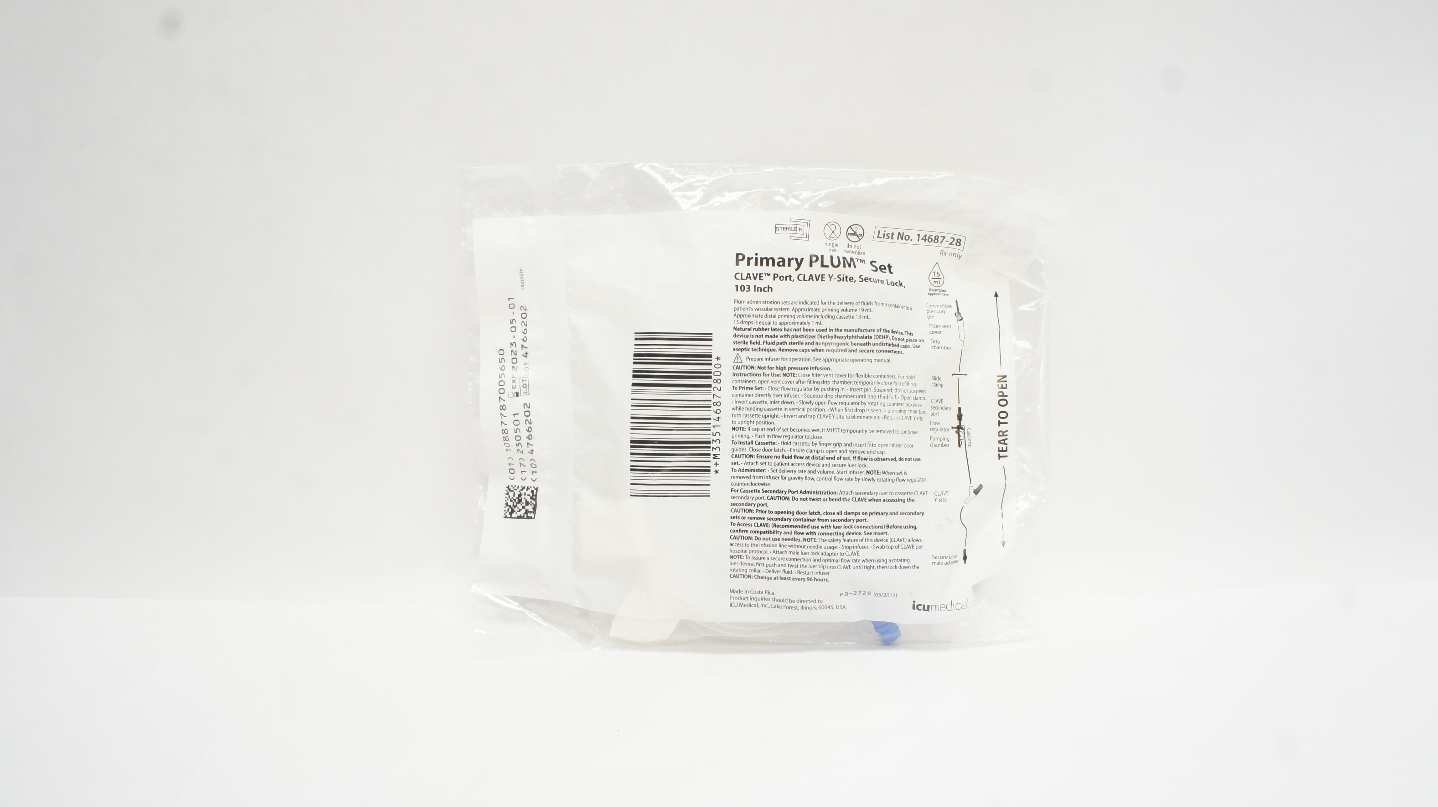 ICU Medical 14687-28 Primary Plum Set 103inch x 15Drops/ml (Approx.) (x)