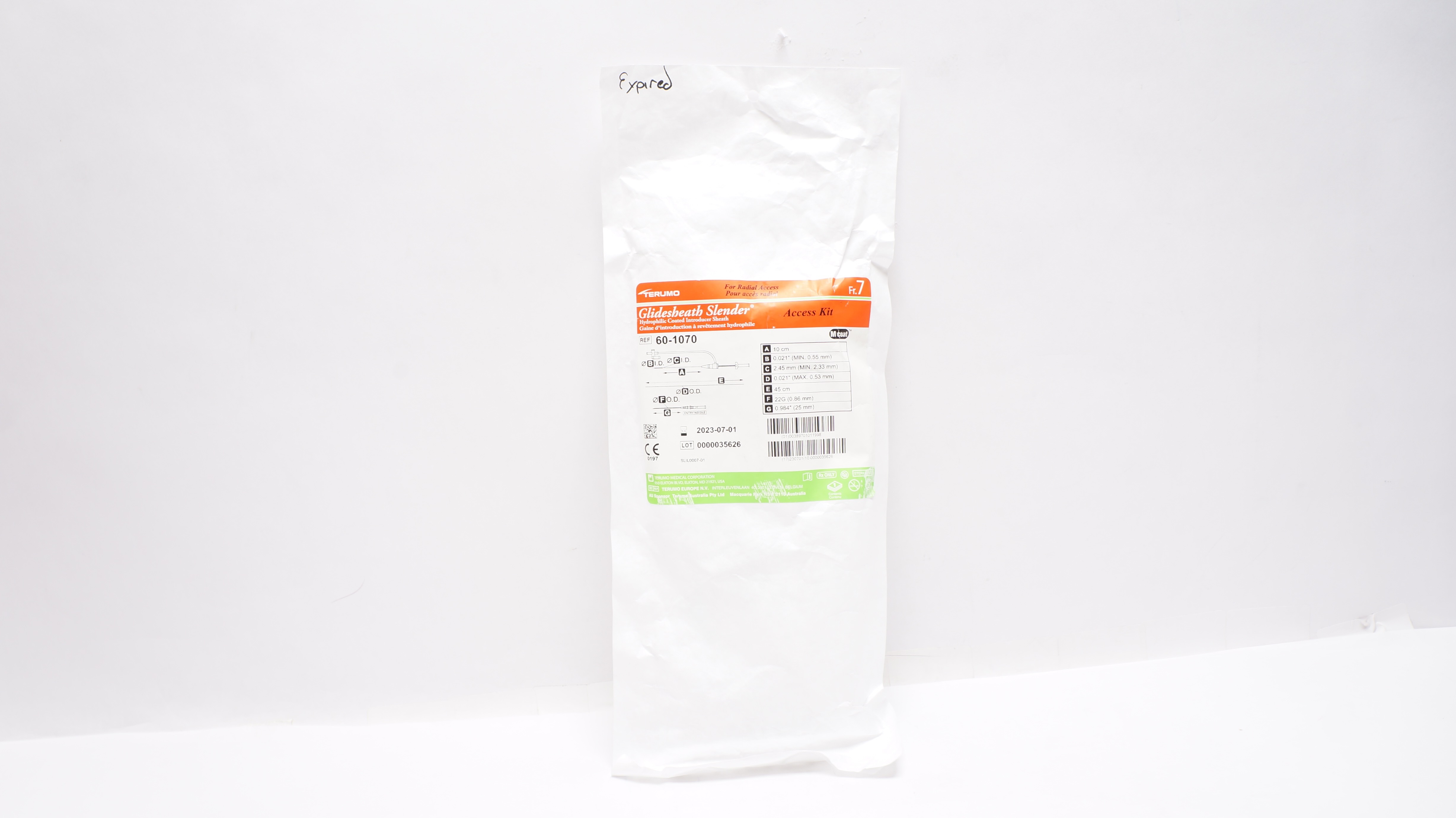 Terumo 60-1070 Glidesheath Slender Access Kit, 7Fr. (x)