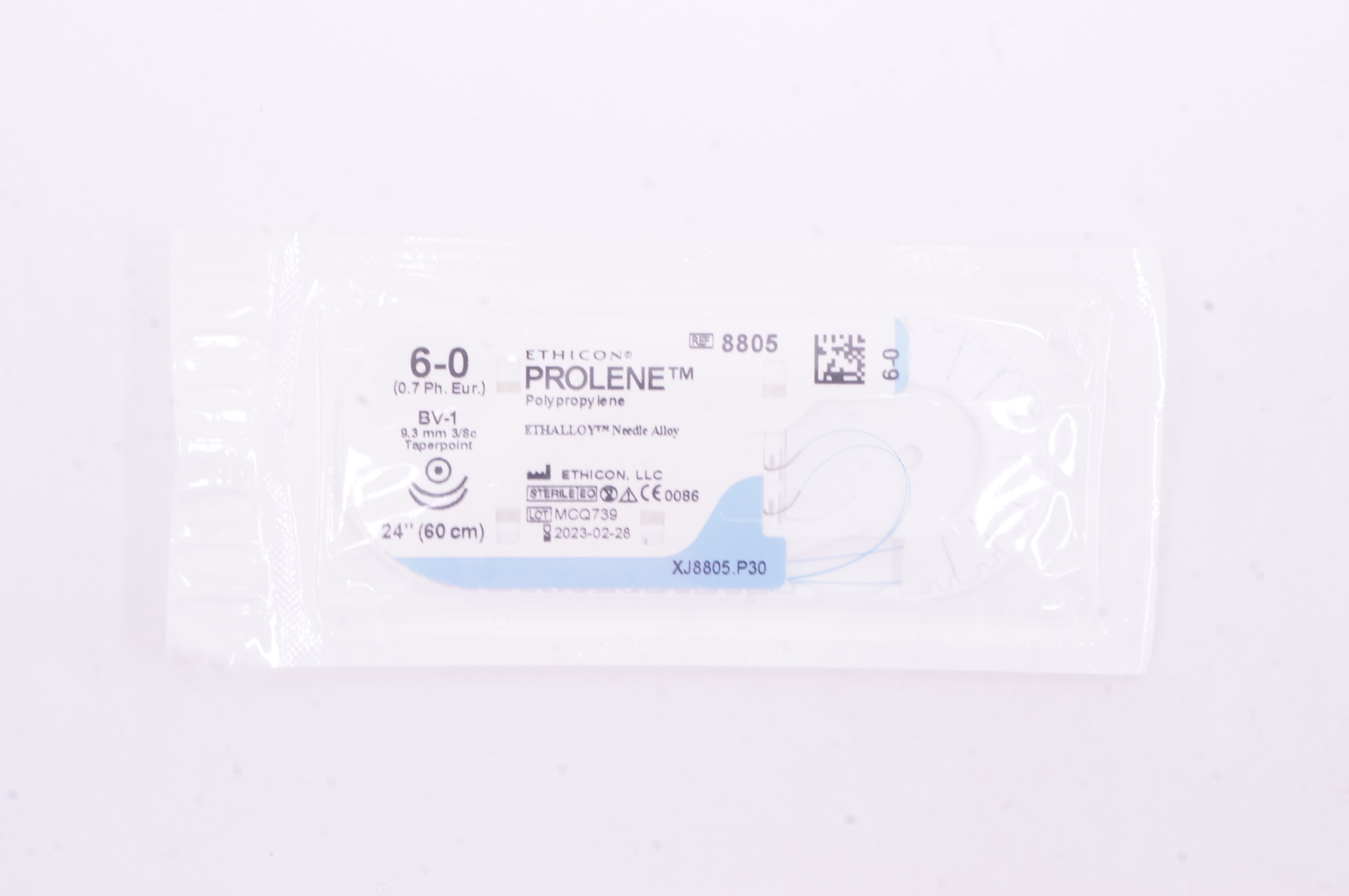 Ethicon 8805 6-0 PROLENE Stre BV-1 9.3mm 3/8c Taperpoint 24 inch