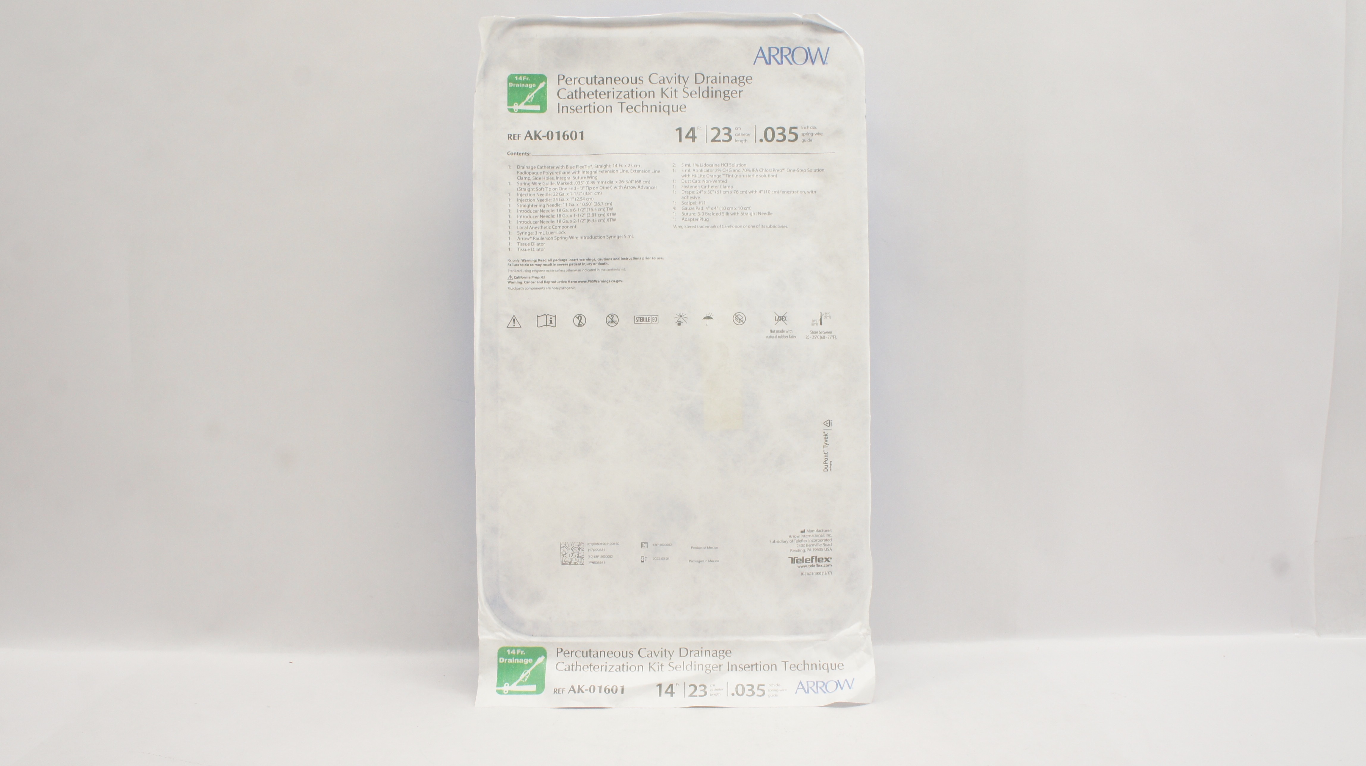 Arrow AK-01601 Percutaneous Cavity Drainage Catheterization Kit 14Fr. x 23cm (x)