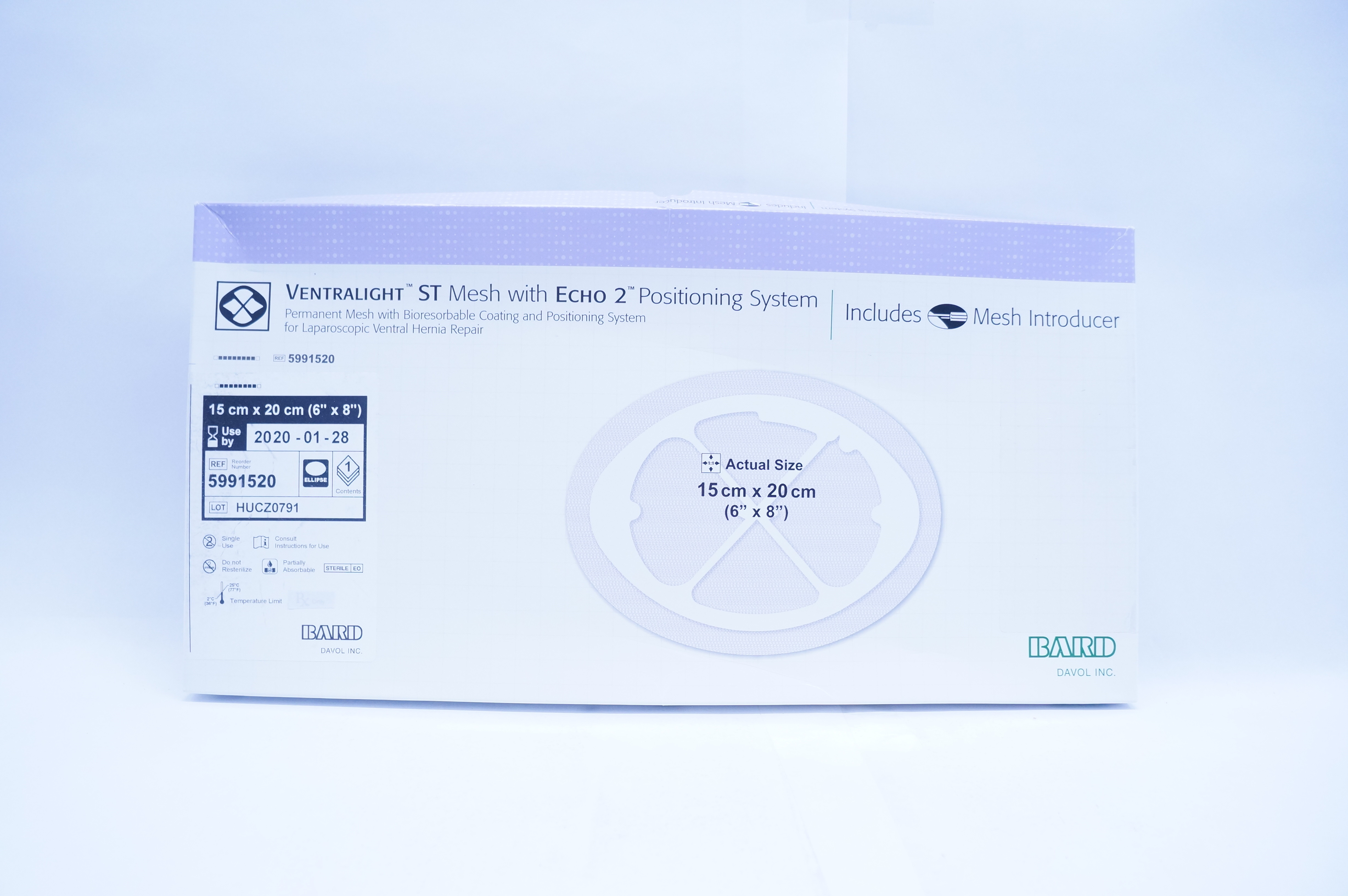 Bard 5991520 Ventralight ST Mesh With Echo 2 Positioning System 6 x 8inch (x)