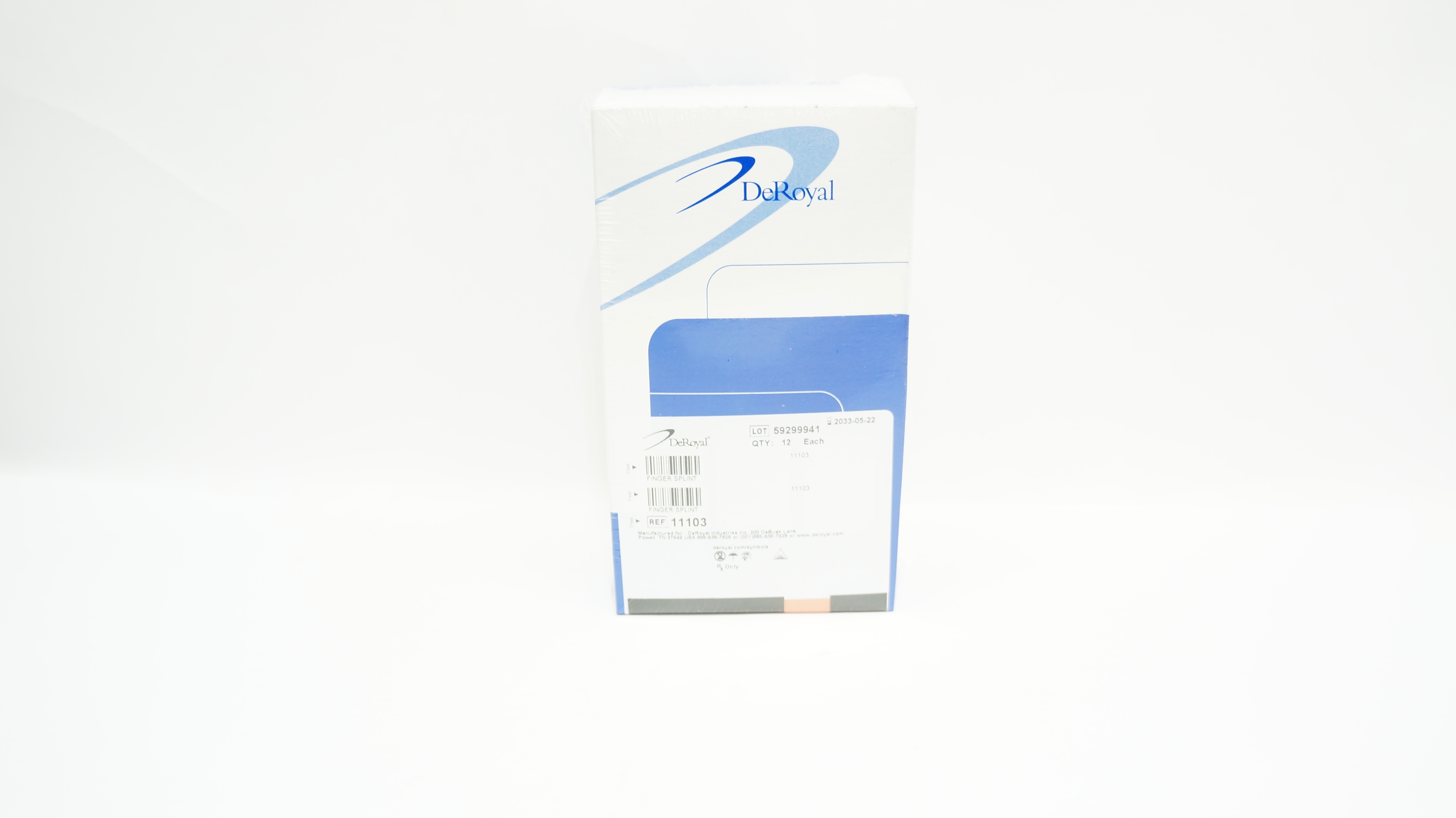 DeRoyal 11103 Finger Splint Toad W/Foam Large - Box of 12