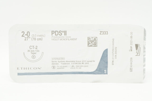 Ethicon Z333 2-0 PDS II VIOLET MONOFILAMENT CT-2 26mm 1/2c Taper, 27in. (x)