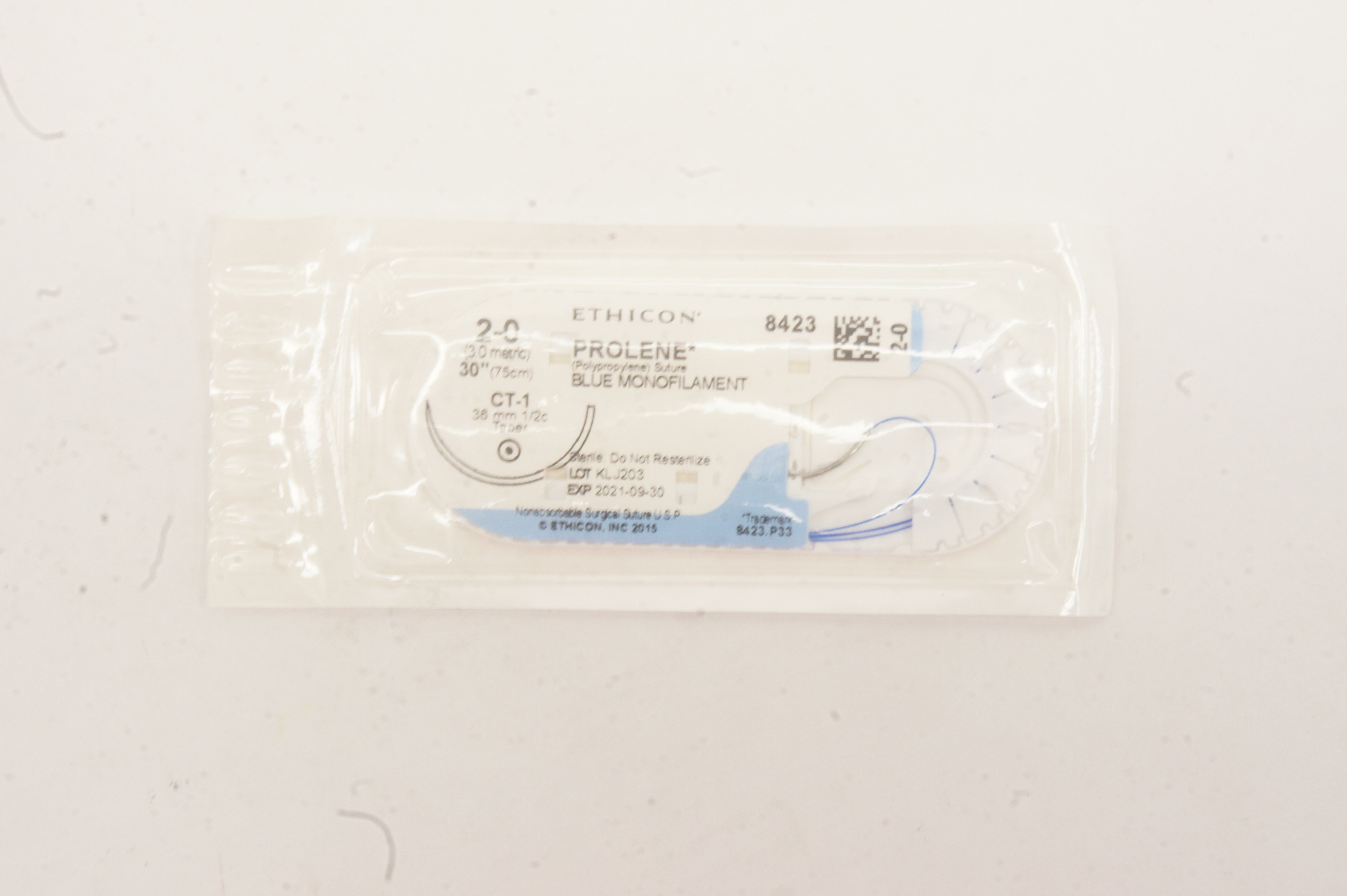 Ethicon 8423 2-0 PROLENE, CT-1, 36mm 1/2c Taper, 30inch