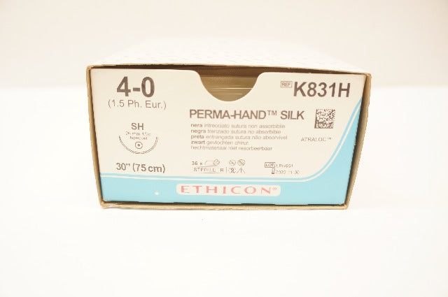 Ethicon K831H 4-0 Perma-Hand Silk SH 26mm 1/2c Taper 30inch - Box of 31 (x)
