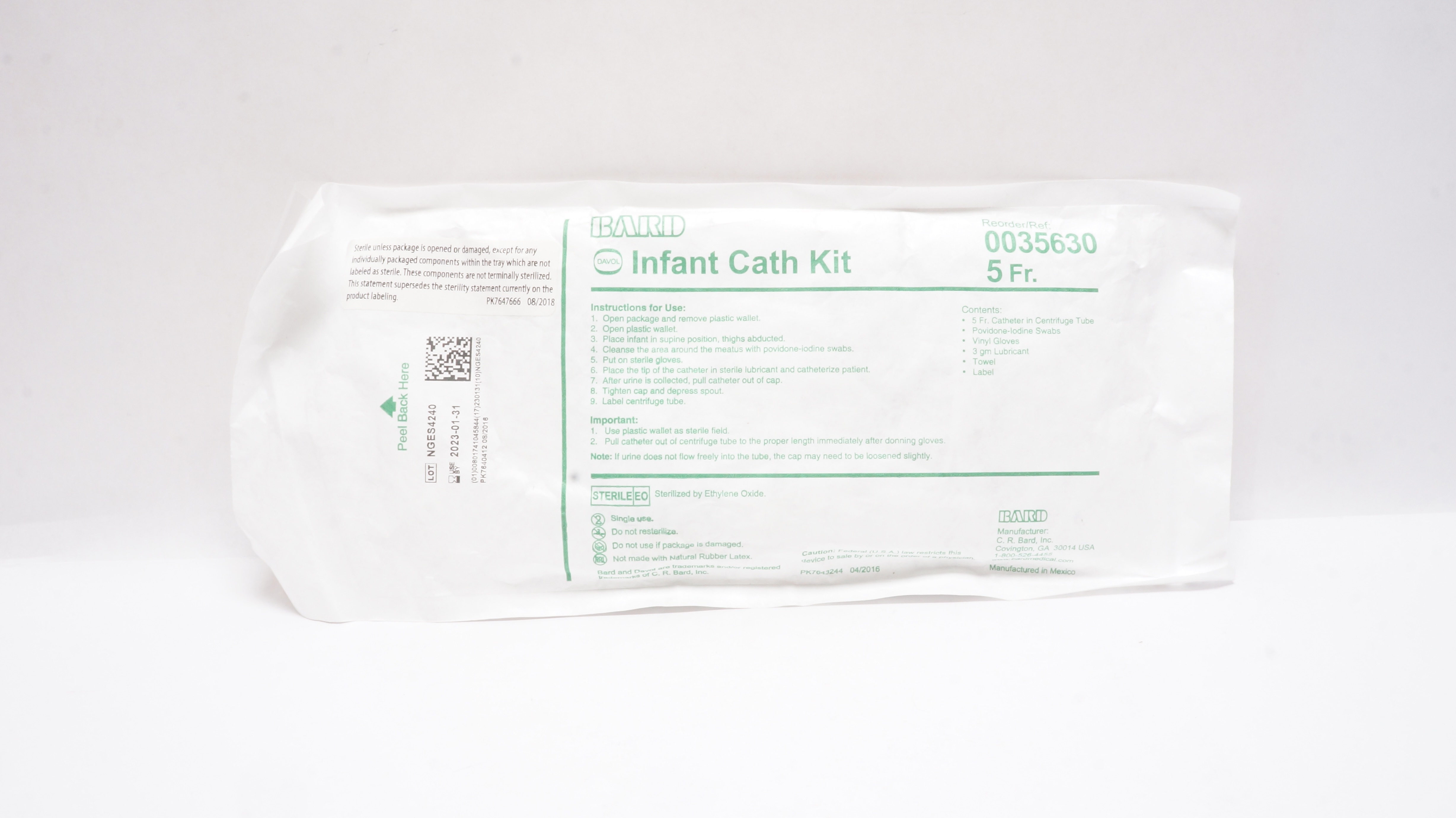 Bard 0035630 Davol Infant And Pediatric Cath. Kit 5 Fr (x)