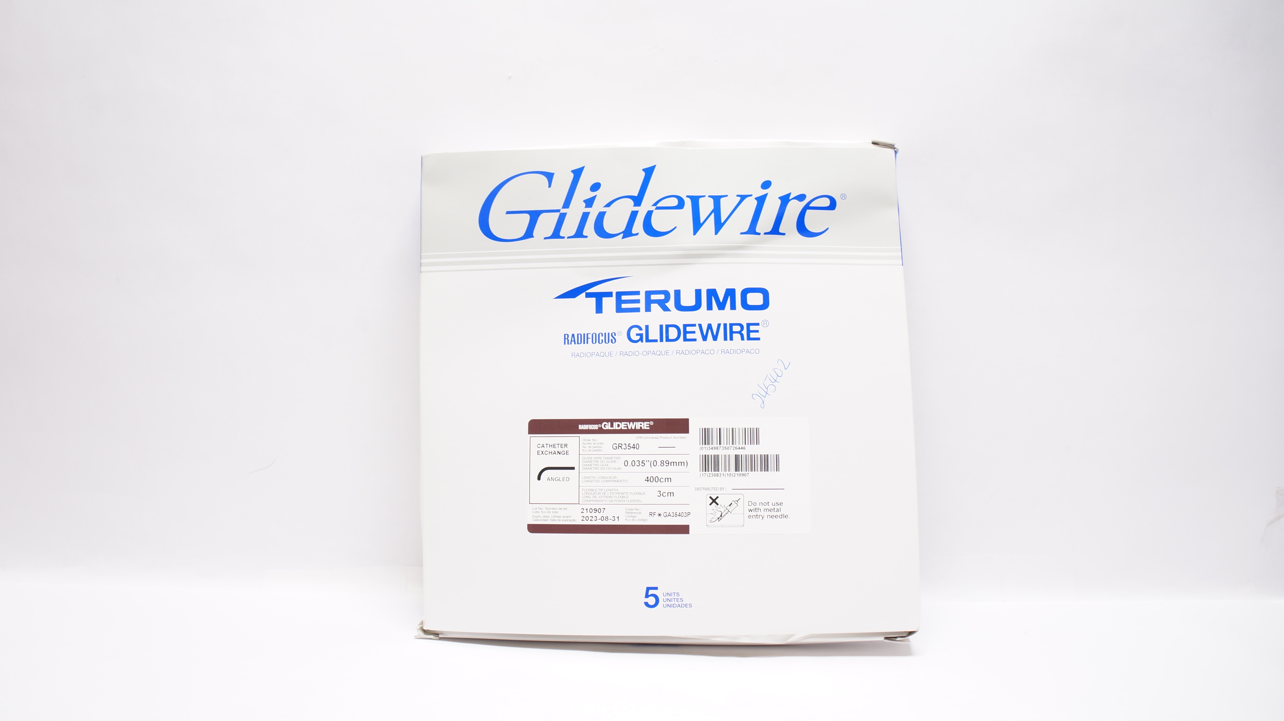 Terumo GR3540 Radiofocus Glidewire 0.035inch x 400cm x 3cm - Box of 5 (x)