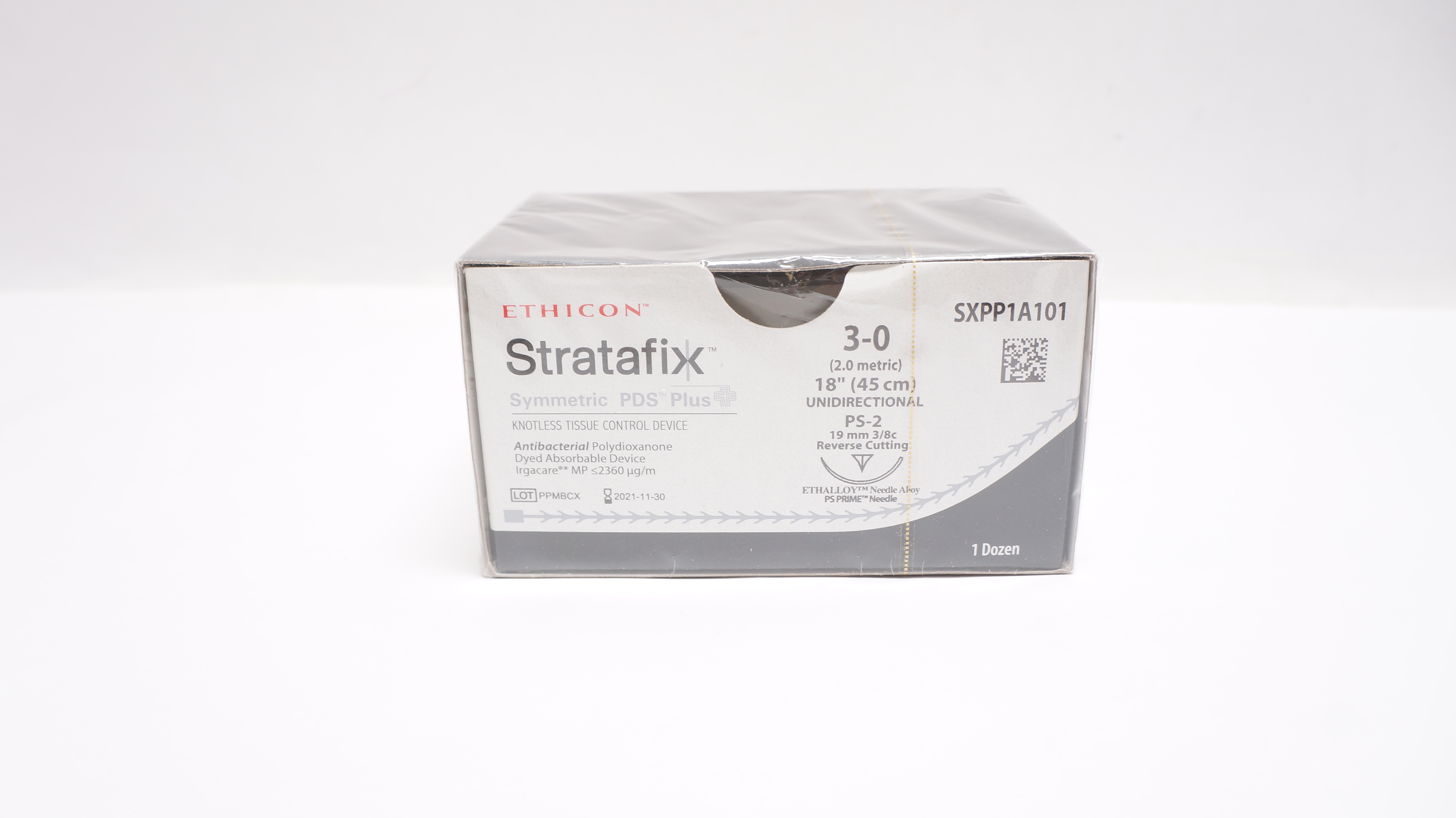 Ethicon SXPP1A101 3-0 STRATAFIX PS-2 19mm 3/8c Reverse Cutting 18in(x)-Box of 12