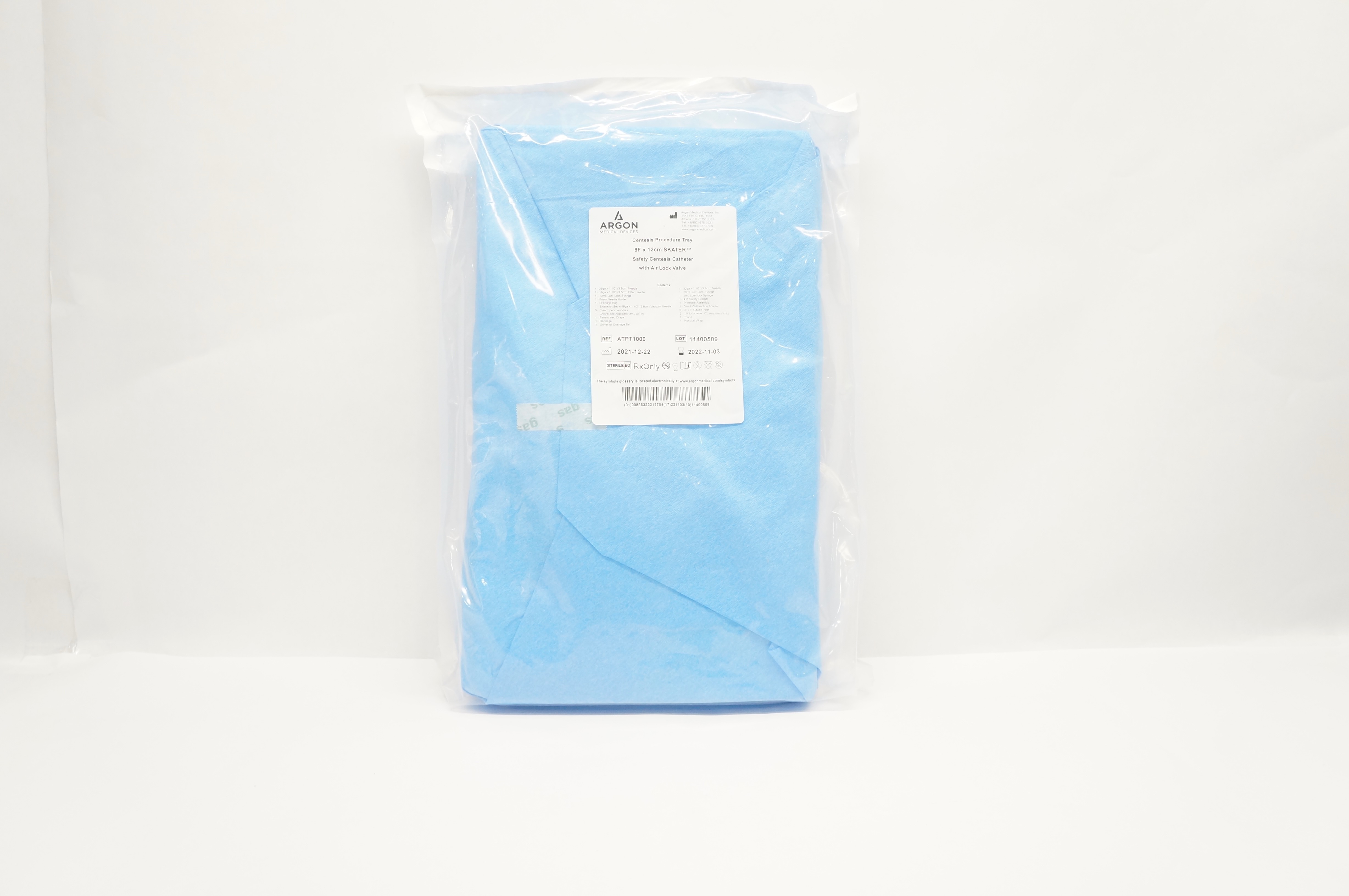 Argon ATPT1000 Centesis Procedure Tray 8F x12cm Skater Safety Centesis Cath. (x)
