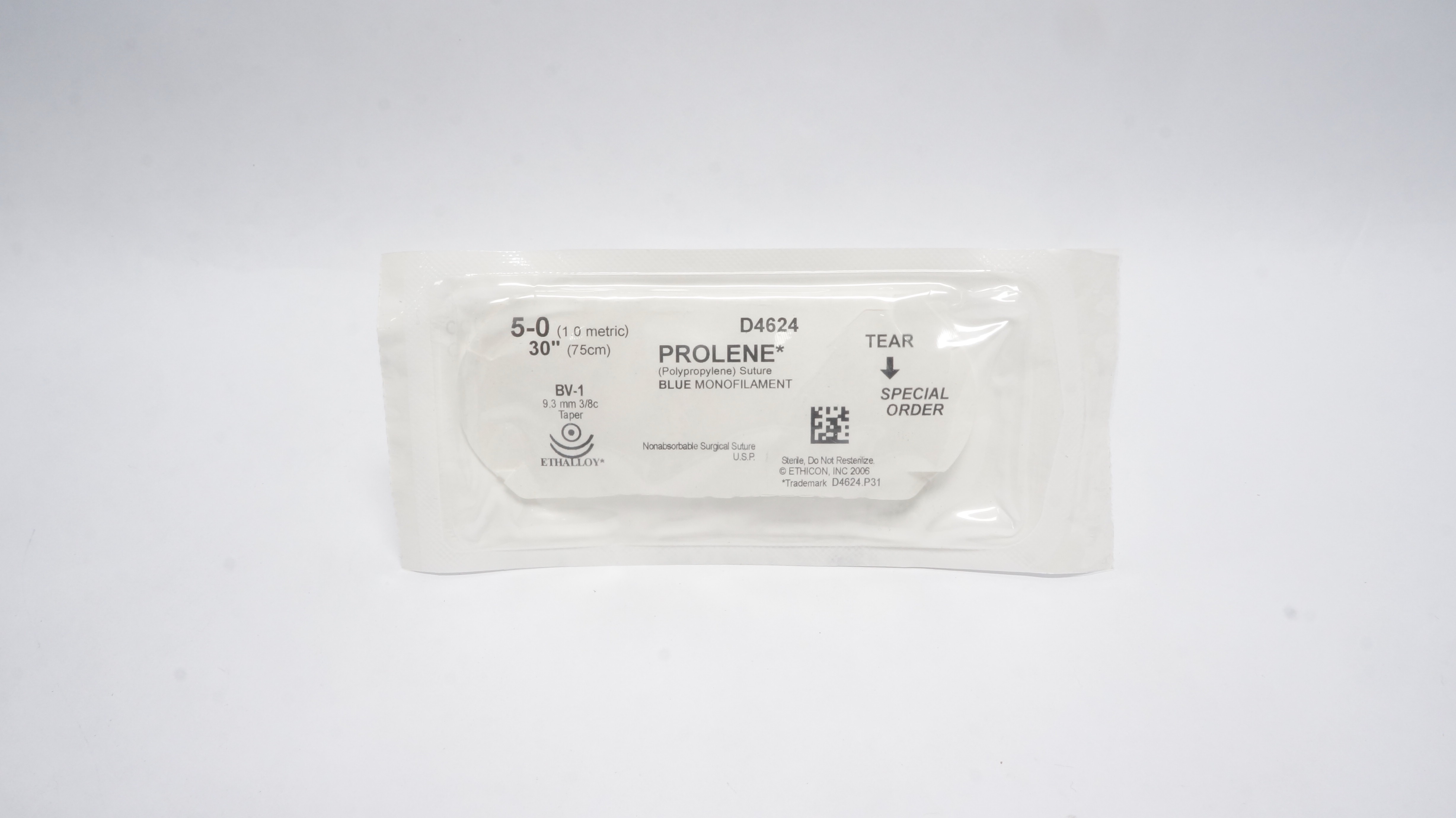 Ethicon D4624 5-0 Prolene Stre. Blue Monofilament BV-1 9.3mm 3/8c Taper