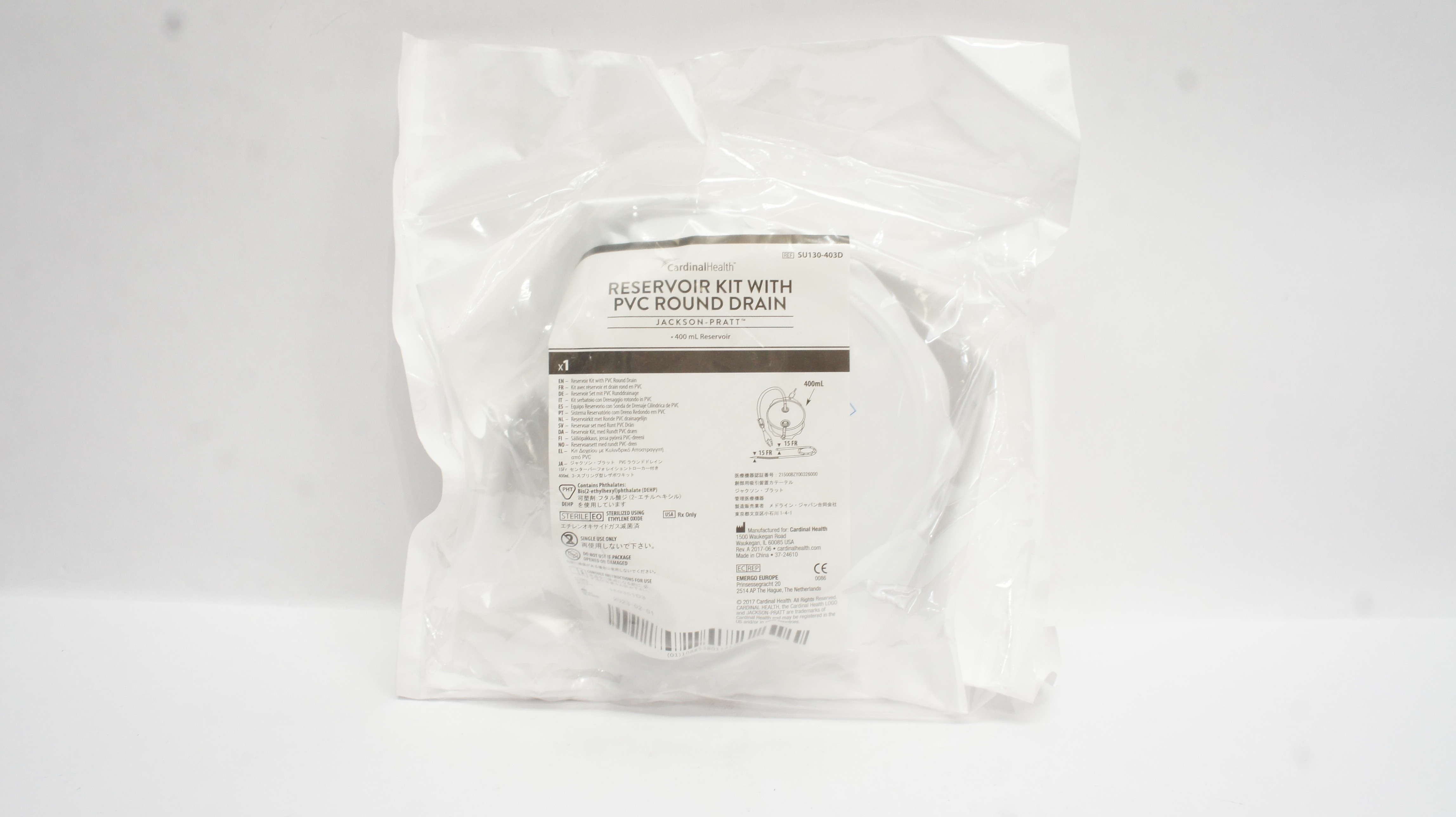 Cardinal Health SU130-403D Jackson-Pratt Reservoir Kit 400mL x 15FR (x)