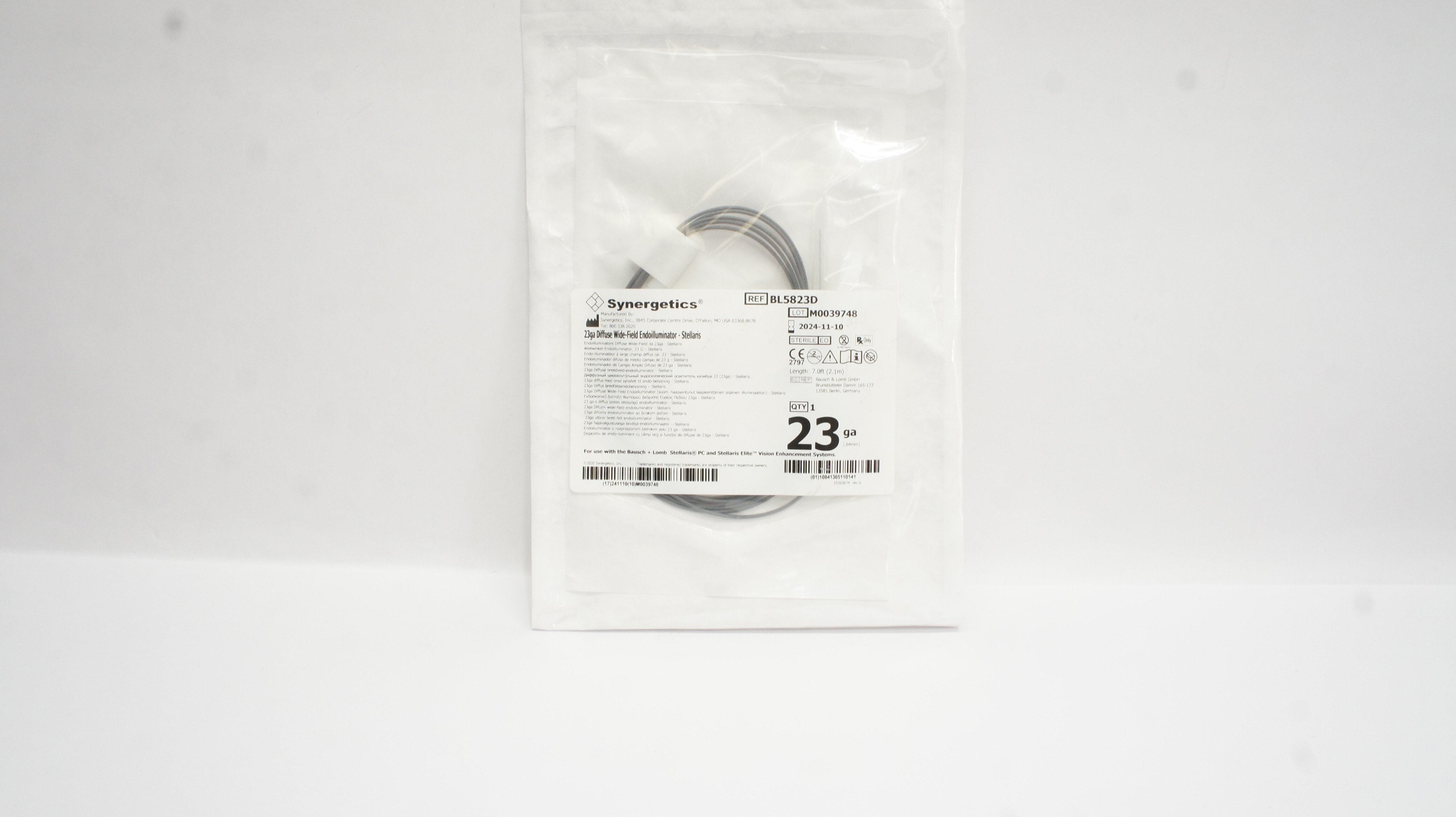Synergetics BL5823D Stellaris 23ga Diffuse Wide-Field Endoilluminator, 7.0 ft.
