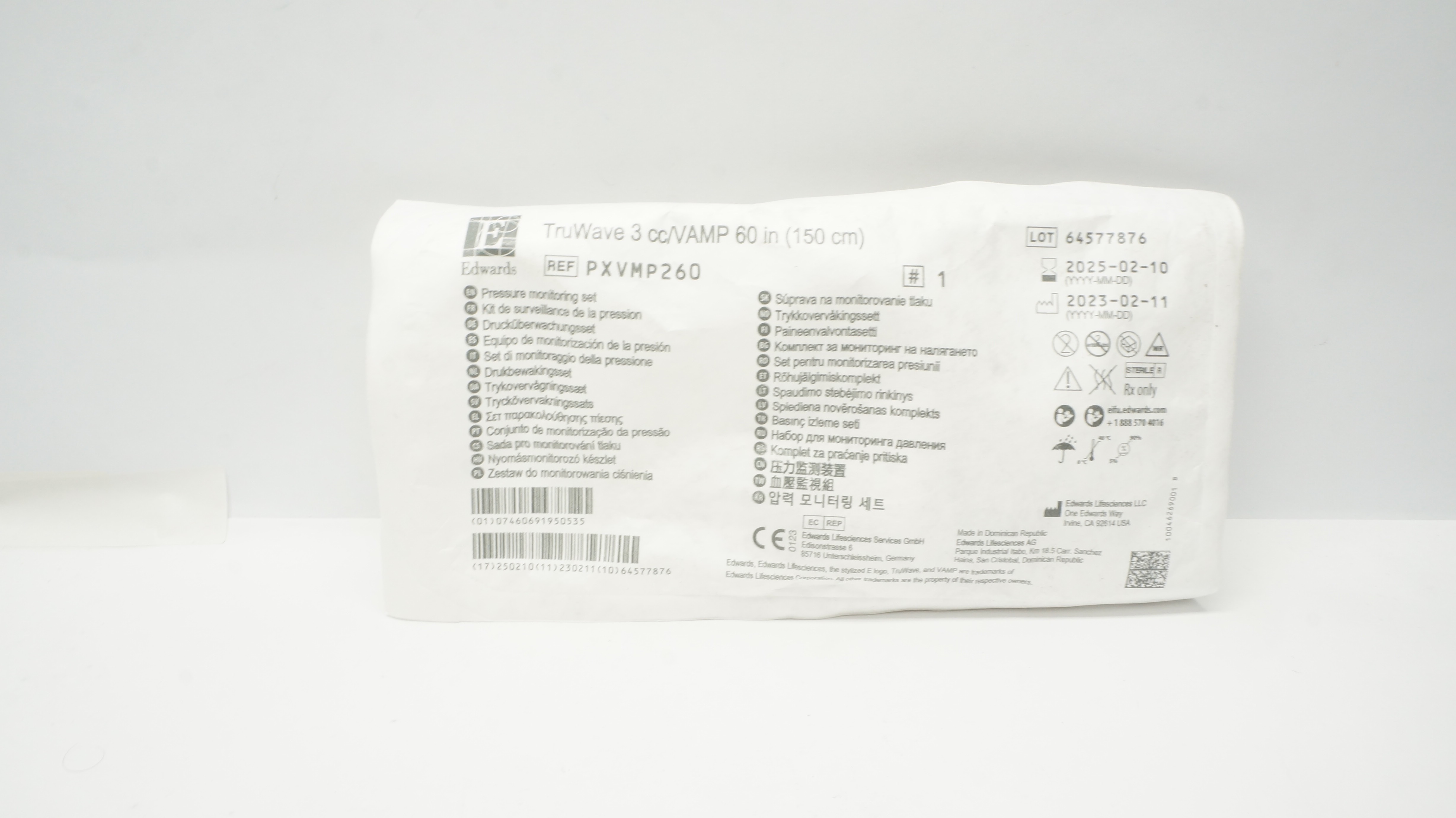 Edwards Lifesciences PXVMP260 Pressure Monitoring Set TruWave 3cc/VAMP 60in (X)