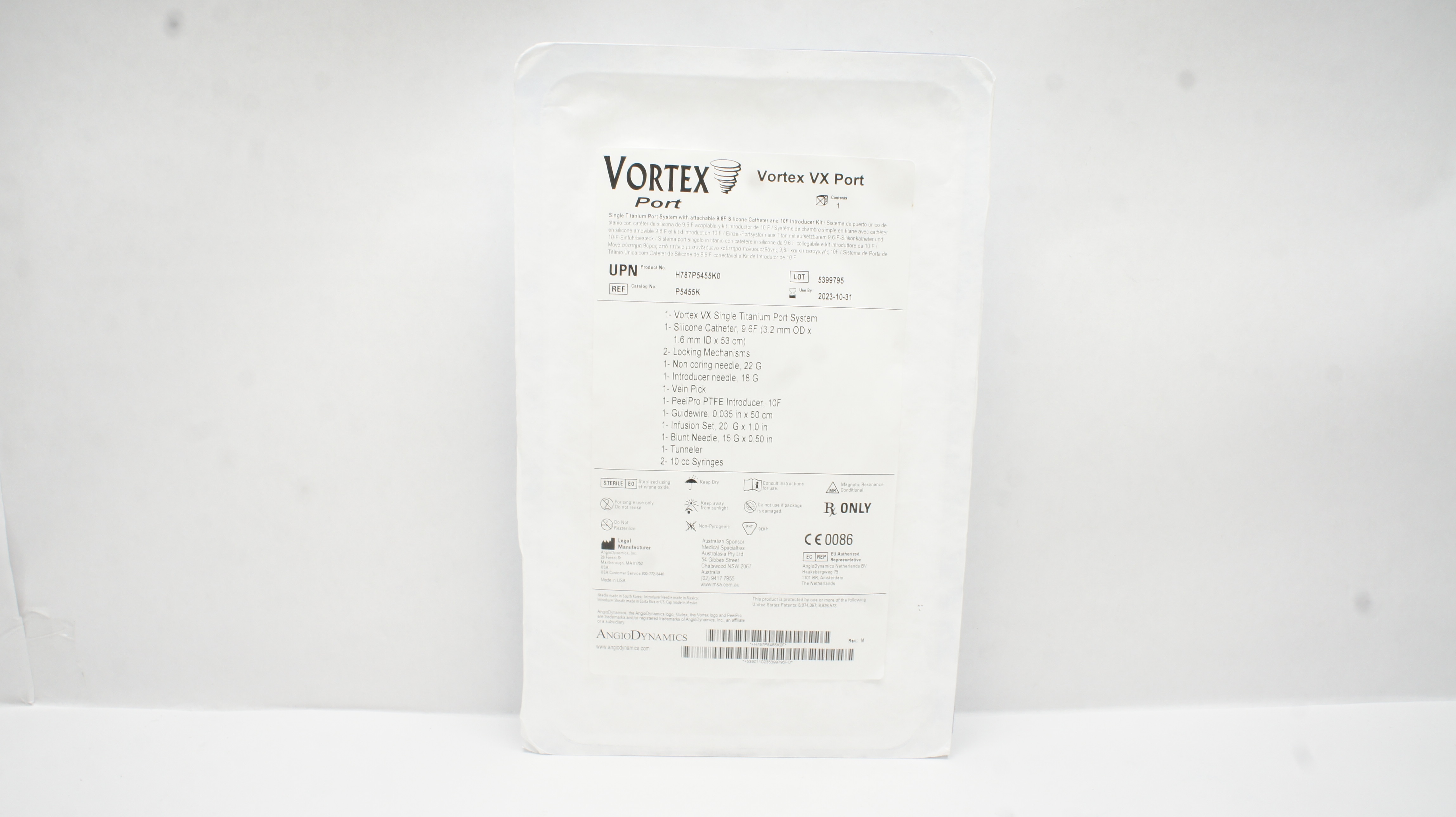 AngioDynamics P5455K Vortex Port System w/9.6F Cath. & 10F Introducer Kit (x)