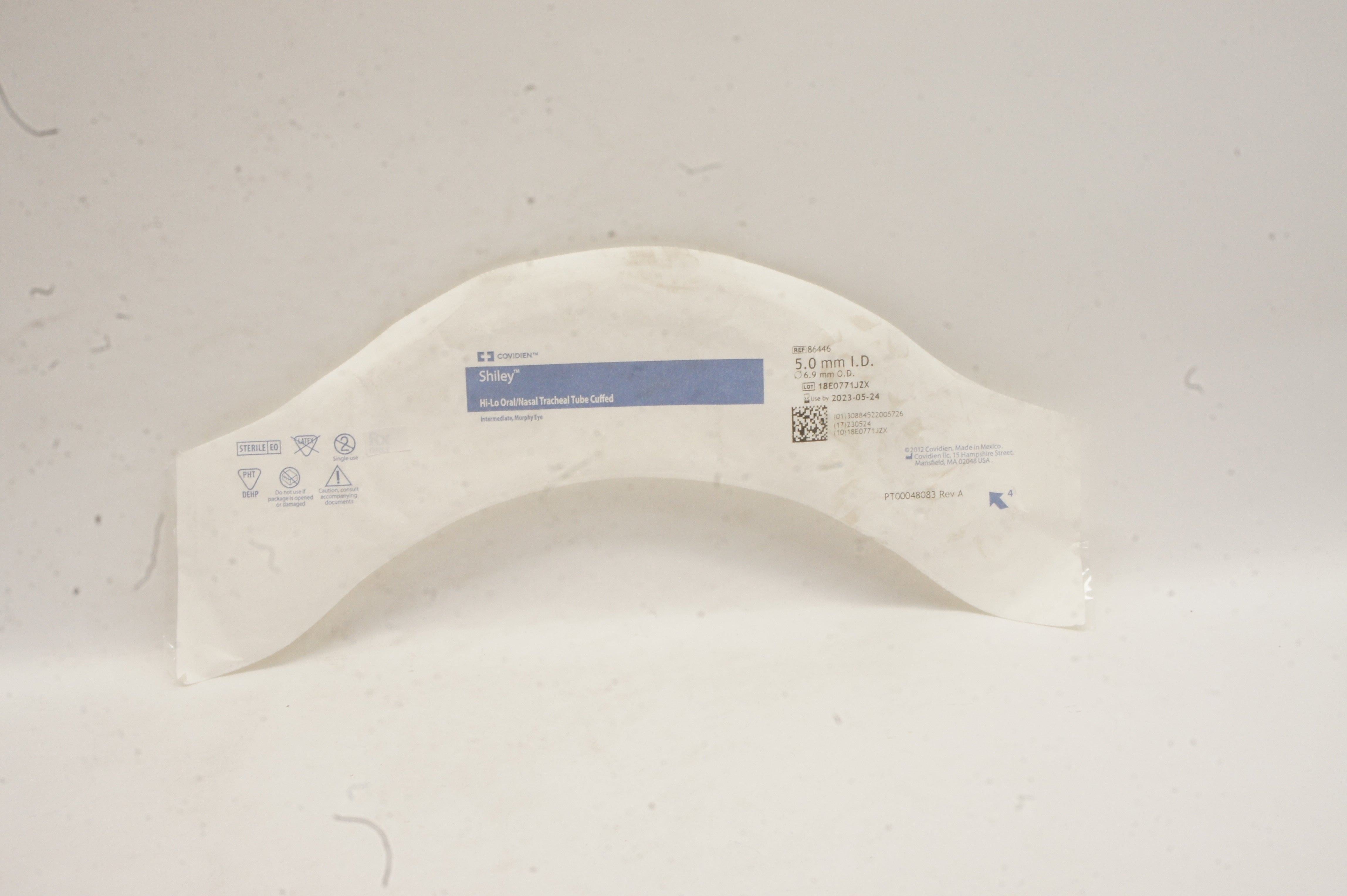 Covidien 86446 Shiley Hi-Lo Oral/Nasal Tracheal Tube Cuffed  5.0mm ID x 6.9mm OD