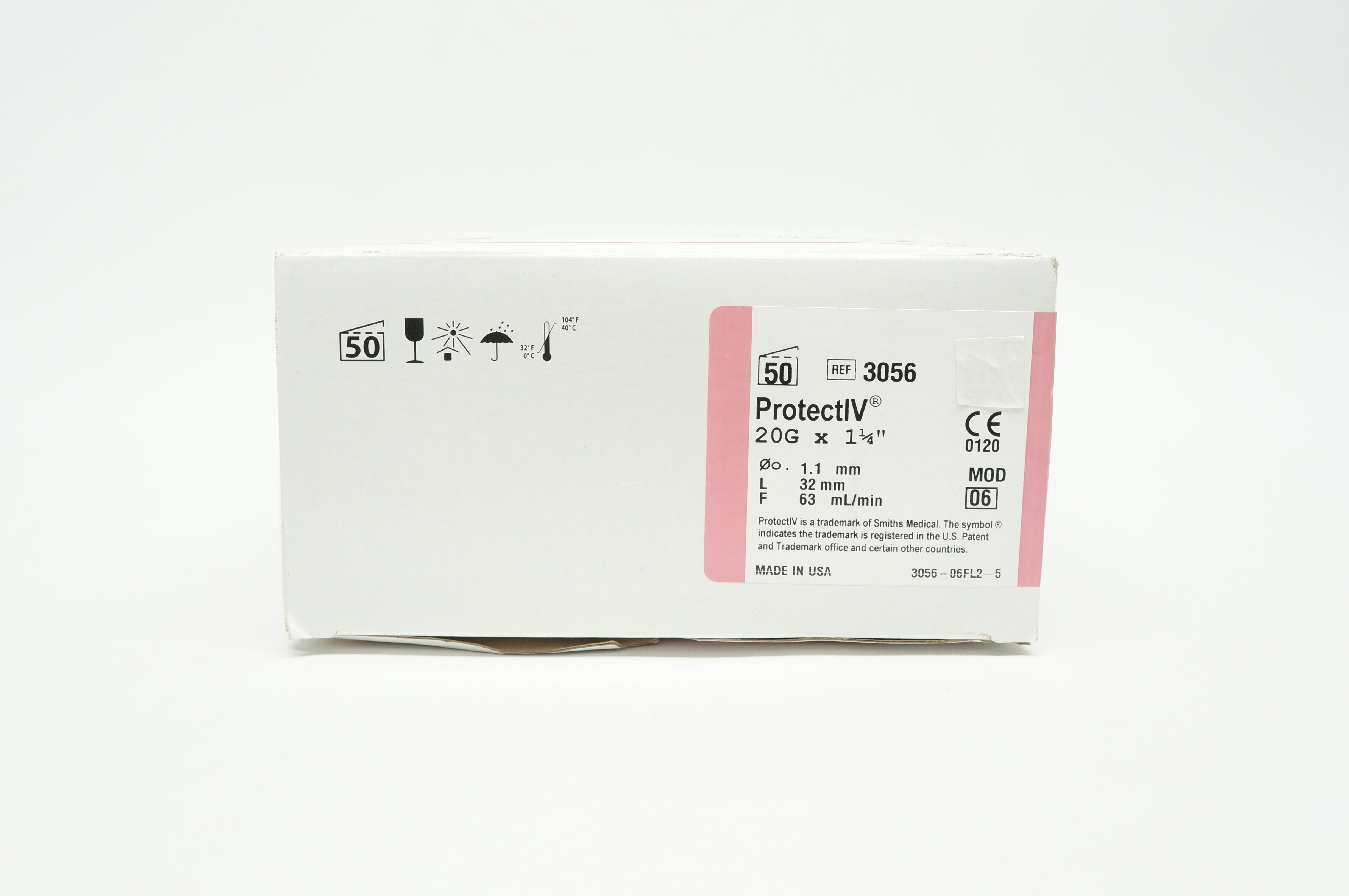 Smiths Medical 3056 JELCO ProtectIV Safety I.V. Cath. 20G x 1-1/4in. - Box of 50